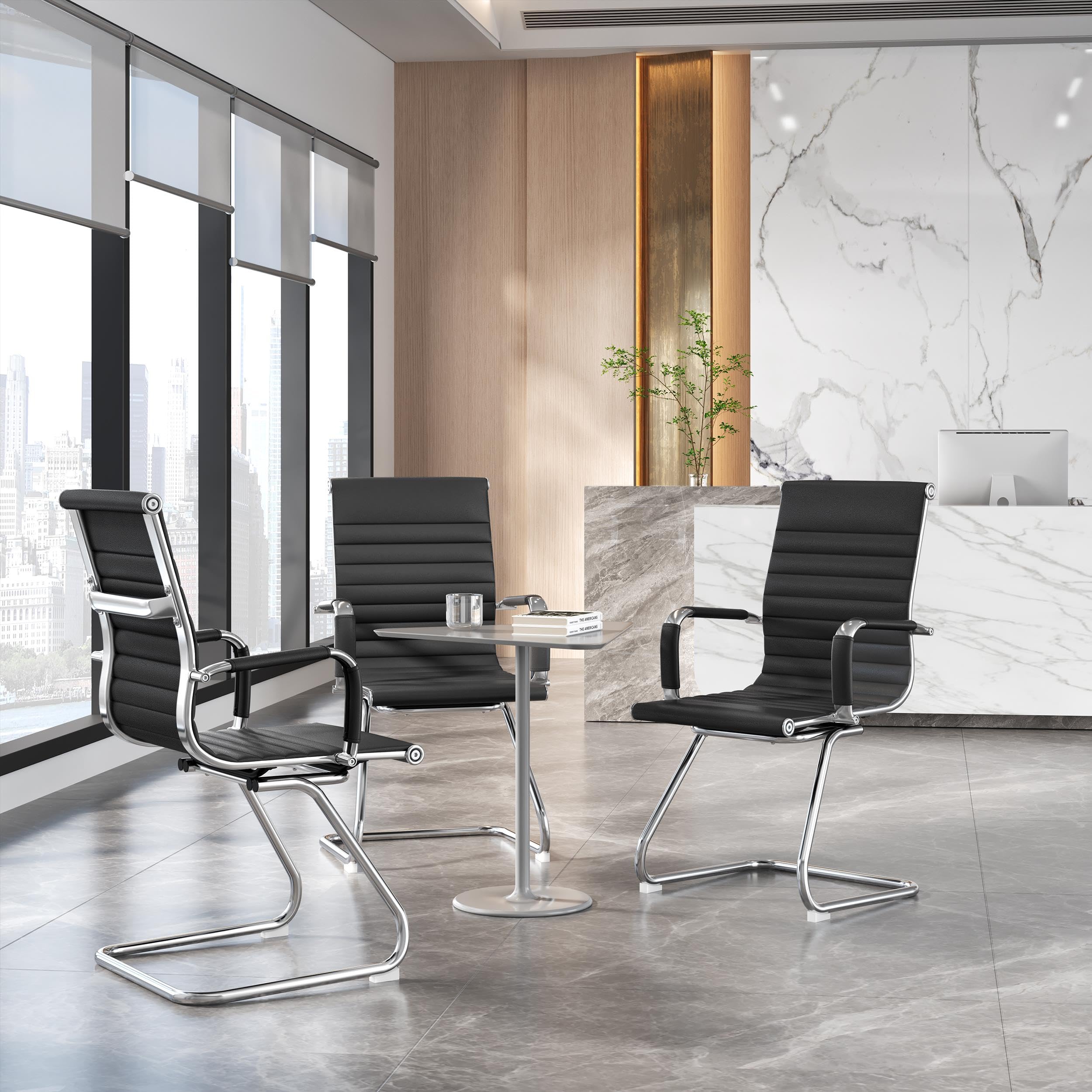 Faux Leather Office Reception Chair Set of 2