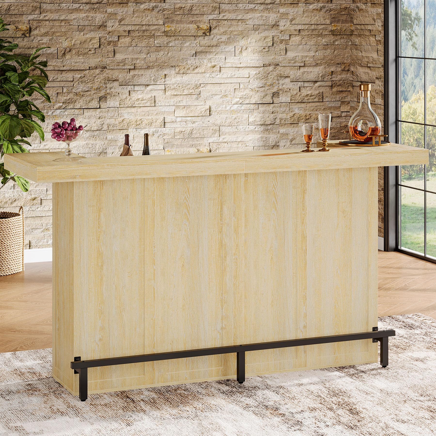 4-Tier Bar Table with Storage and Footrest