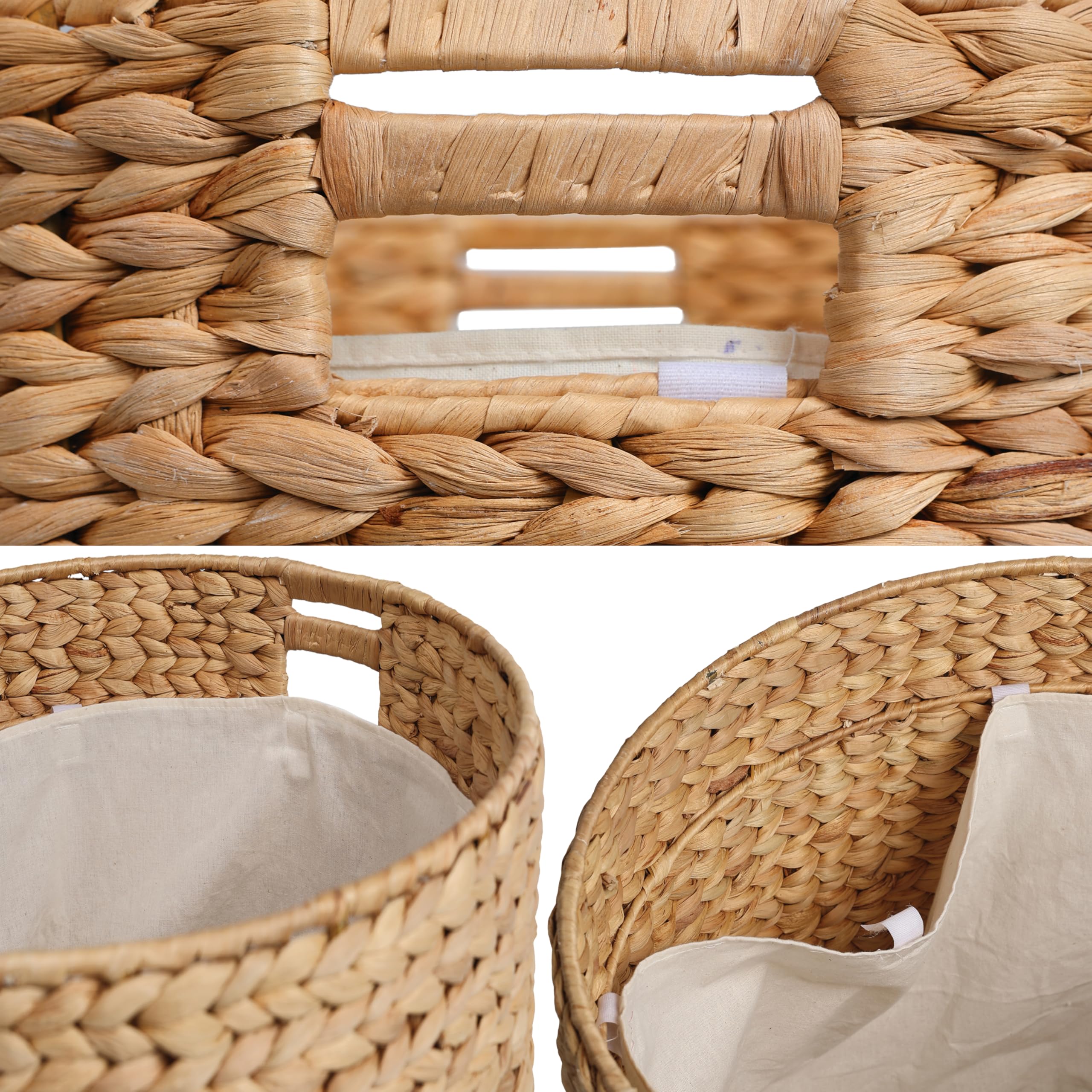 Water Hyacinth Storage Ottoman with Faux Leather Lid