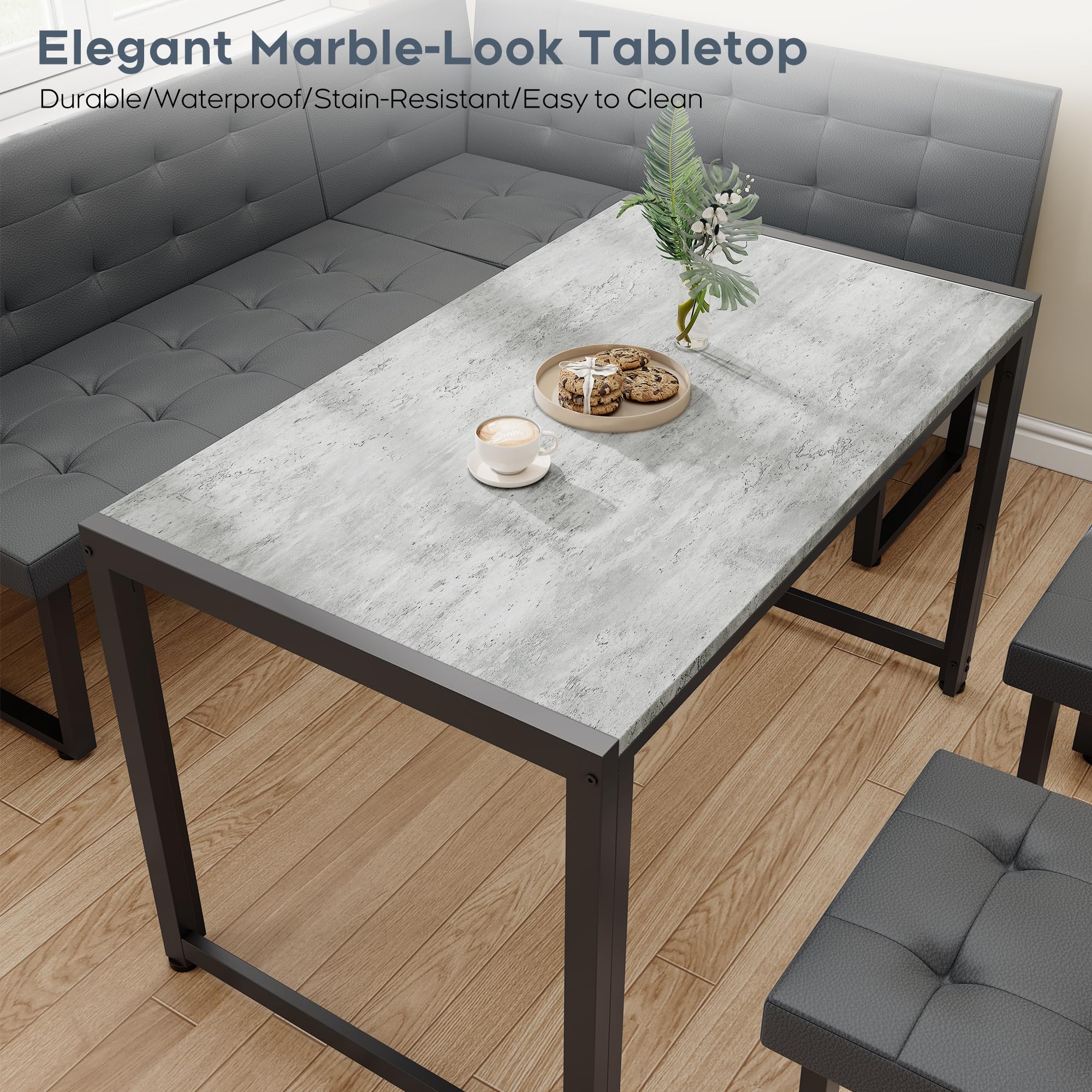 Corner Dining Table Set with Upholstered Banquette 5-Piece