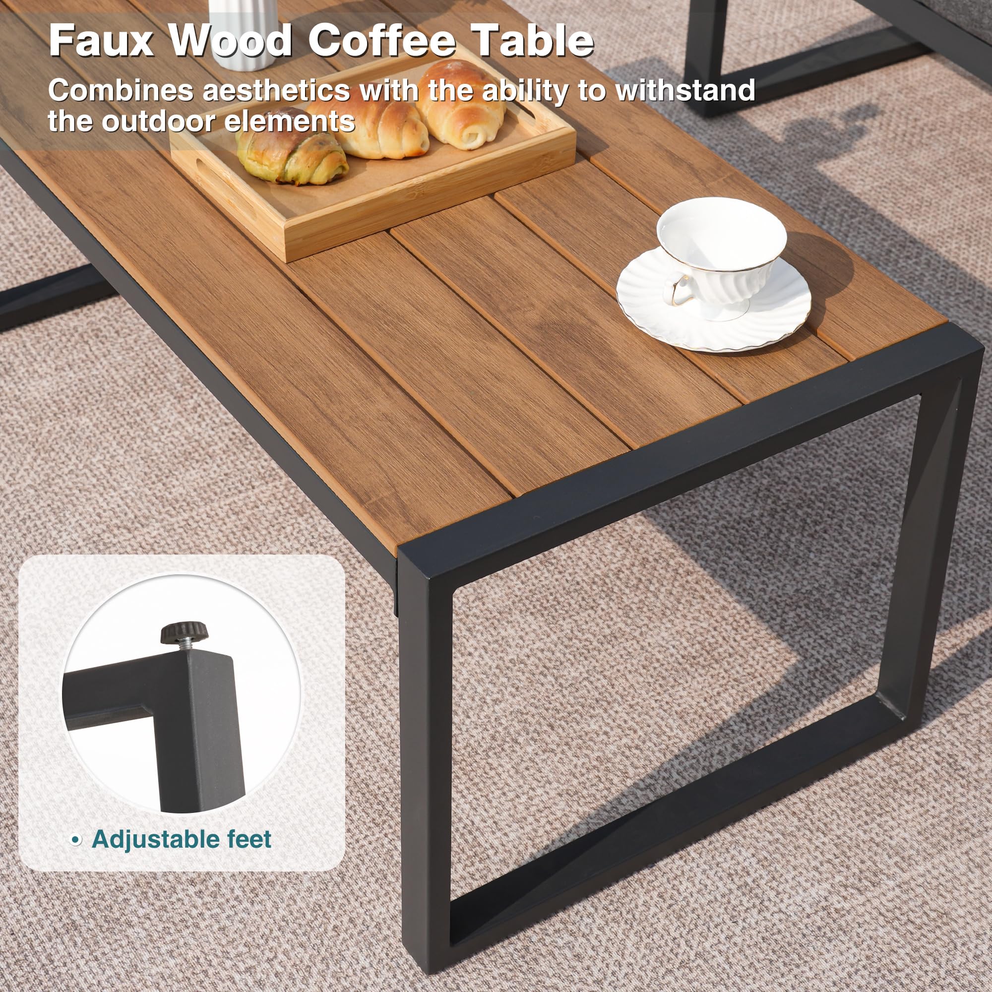 4-Piece Patio Conversation Set with Coffee Table
