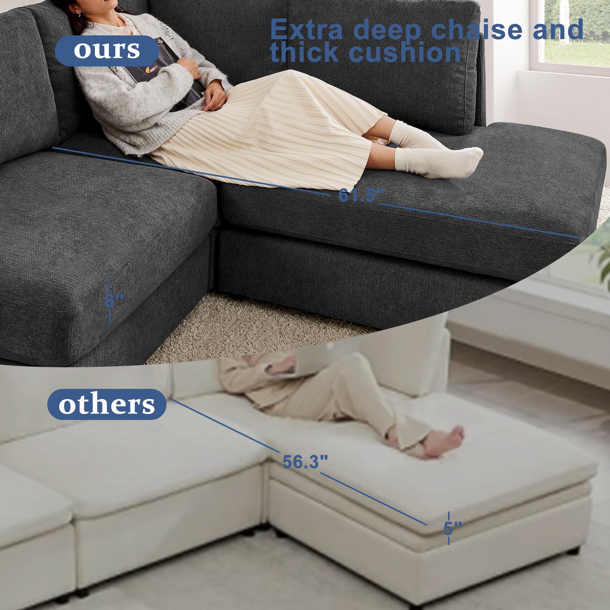 100" L-Shaped Sectional Sofa with Reversible Chaise