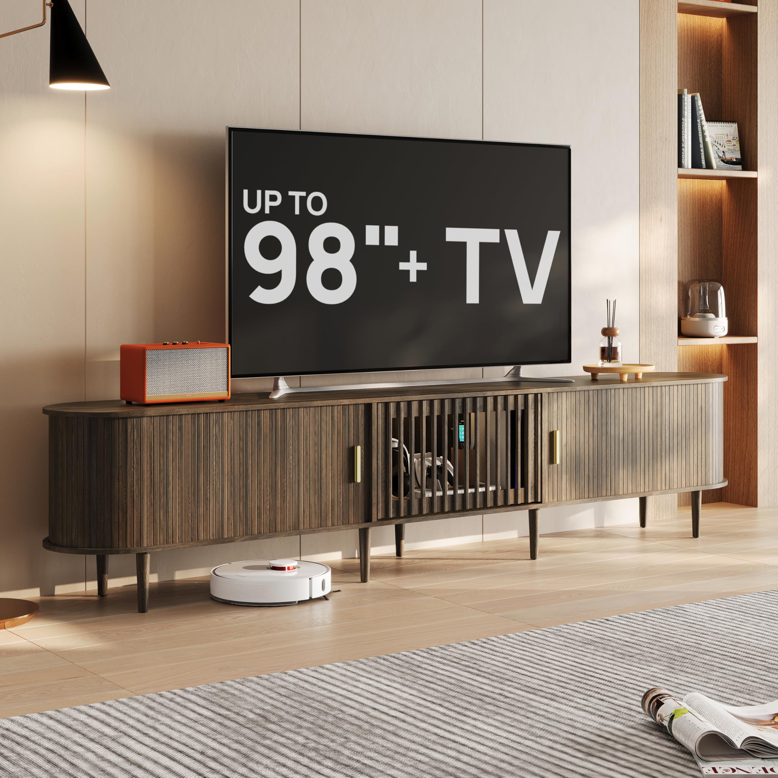 Fluted Mid Century Modern TV Stand 94.5"