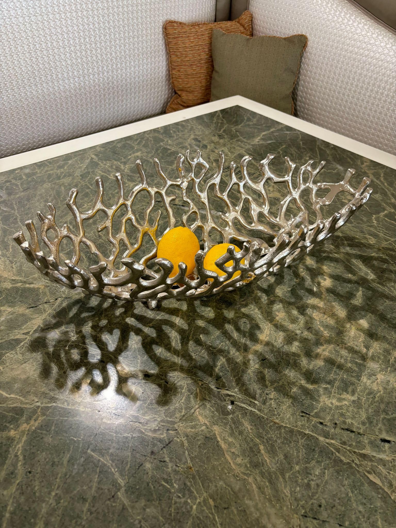 Coralino Oval Coral Bowl Silver 22.25in