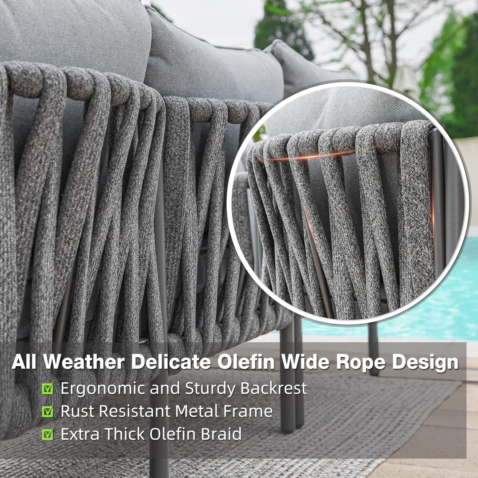 6-Piece L-Shaped Outdoor Sectional Sofa Set with Coffee Table