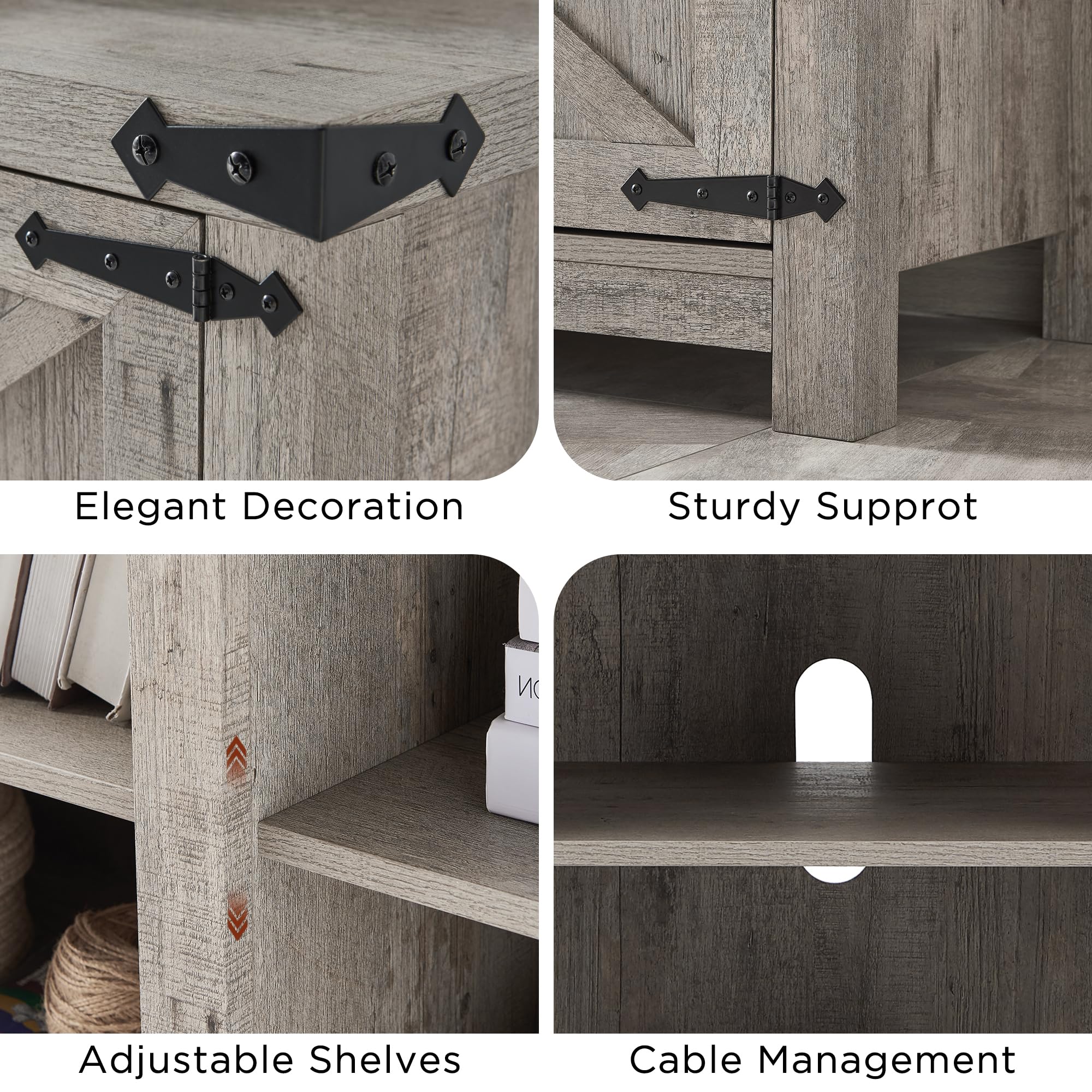 Farmhouse TV Stand with Barn Doors for TVs Up to 75 Inches