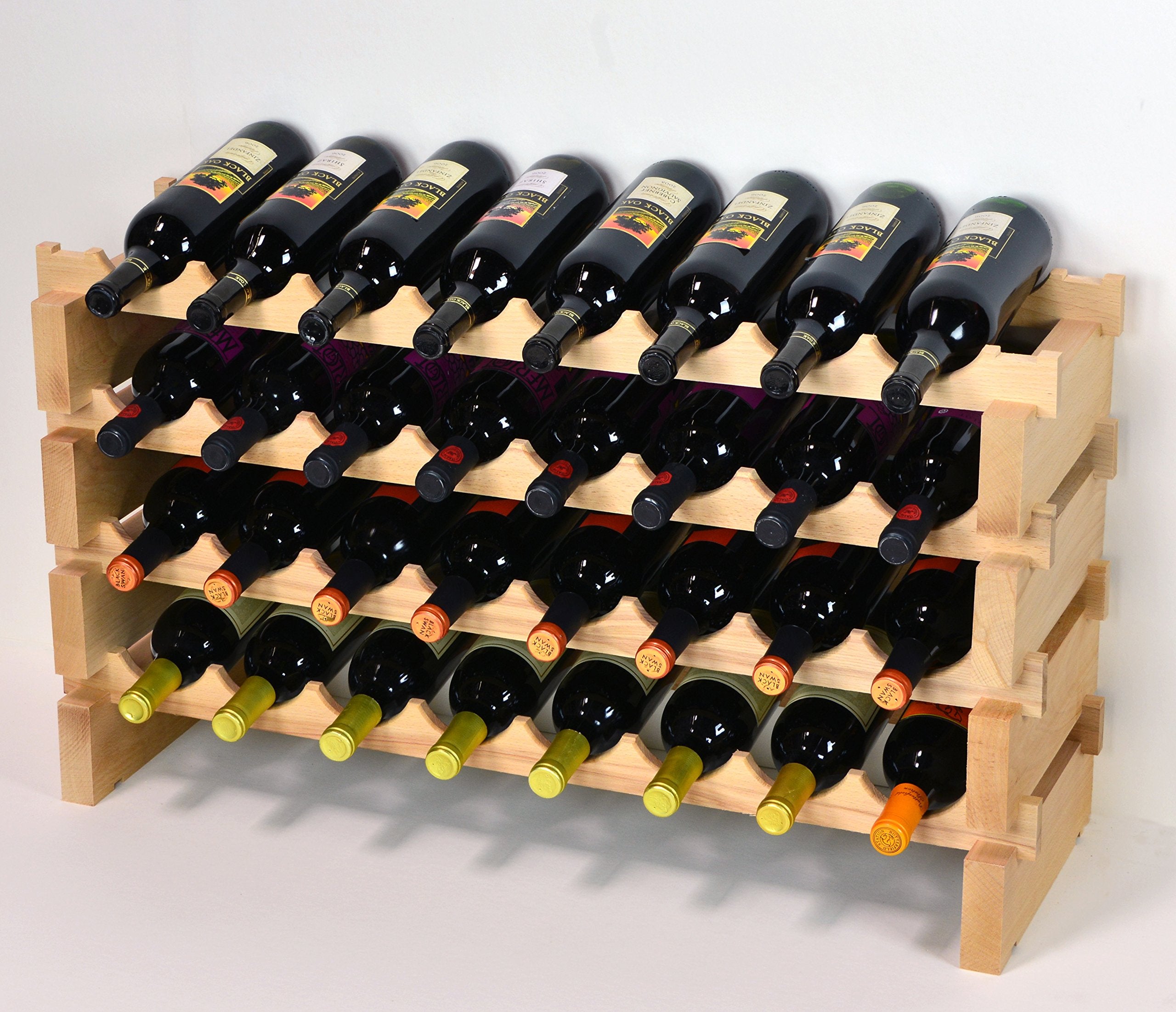 Modular Wine Rack Beechwood 32 Bottle Capacity