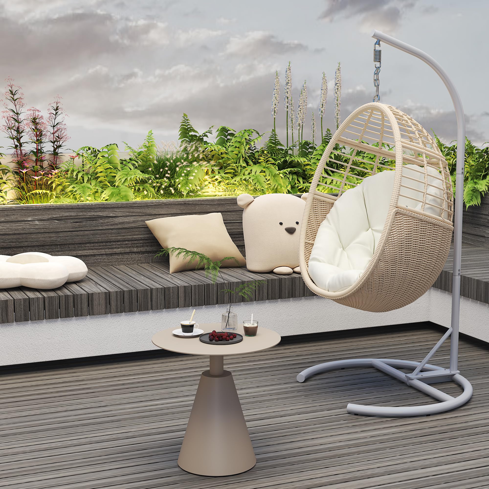 Round Pedestal Side Table with Aluminum Stand