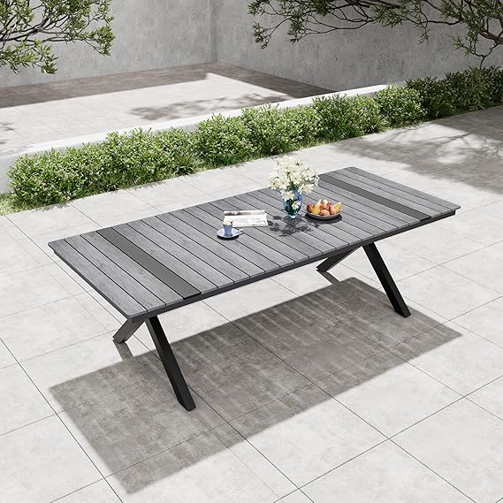 94" Outdoor Dining Table for 8-10 with Umbrella Hole