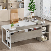 71 Inch Executive L-Shaped Desk with Cabinet Storage