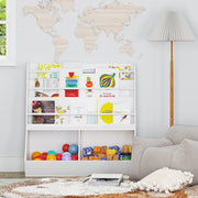 UTEX Kids Bookshelf and Toy Storage, Toy Storage Organizer and Book Rack, Toddler Bookshelves Display Stand, Book Shelf for Kids Rooms, Nursery, Bedroom, White