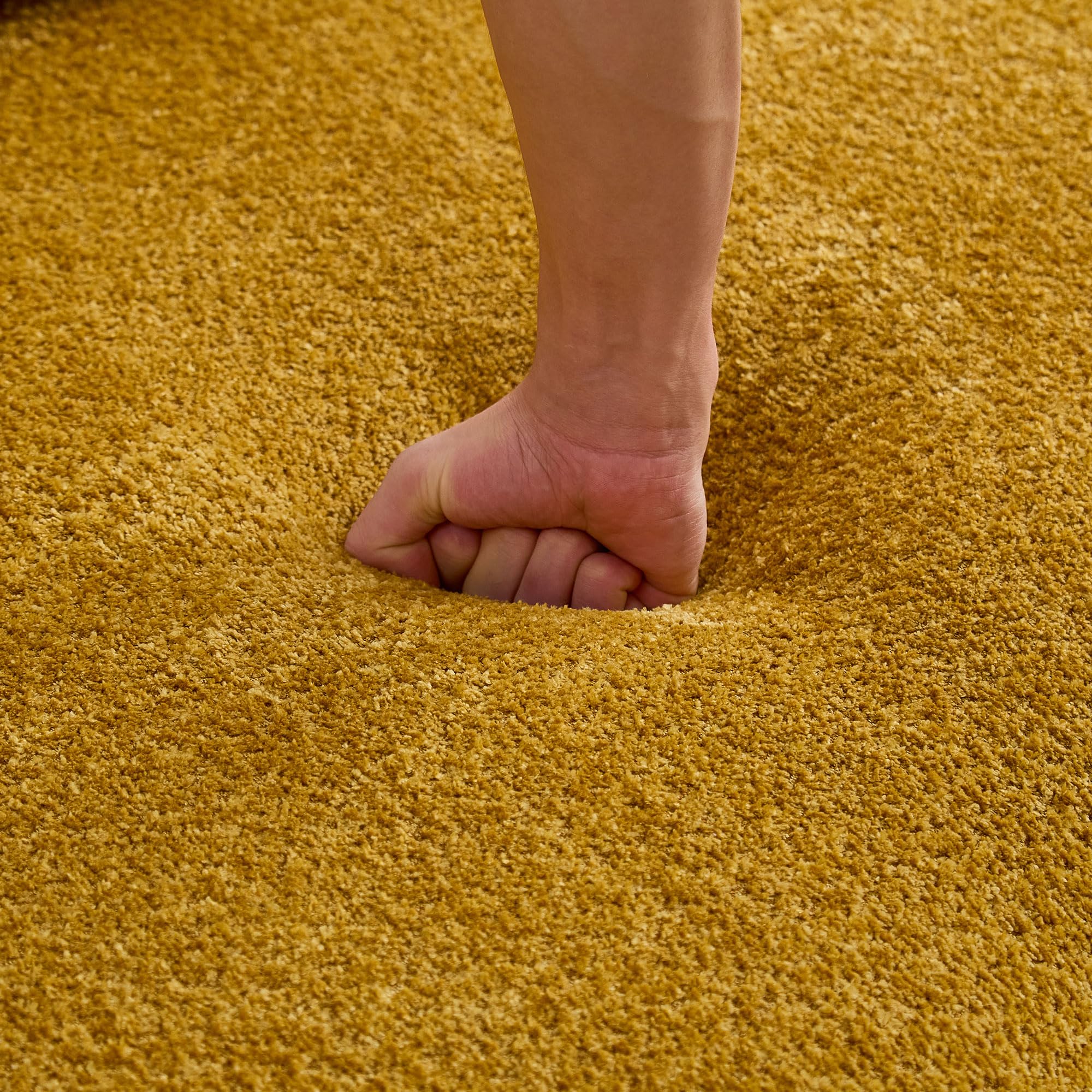 KEIKI 125" Luxury Curved Boucle Sectional Sofa with Right Chaise, Upholstered Modern Style Oversized 5-Seater Couch with Thickened Seat Cushions, Easy Assembly, for Apartment, Living Room, Yellow