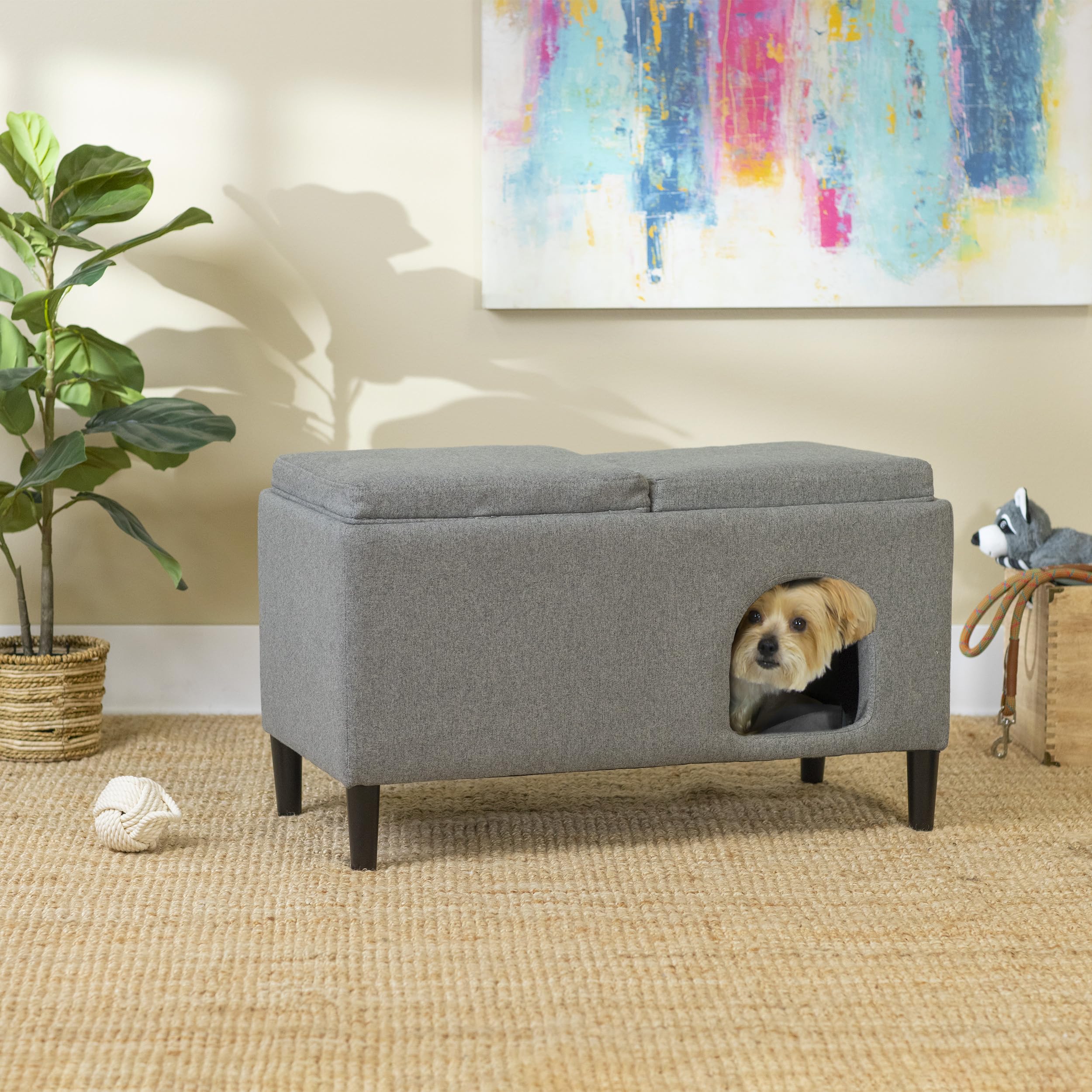 32-Inch Modern Dual-Purpose Ottoman Multi-Cat Bed