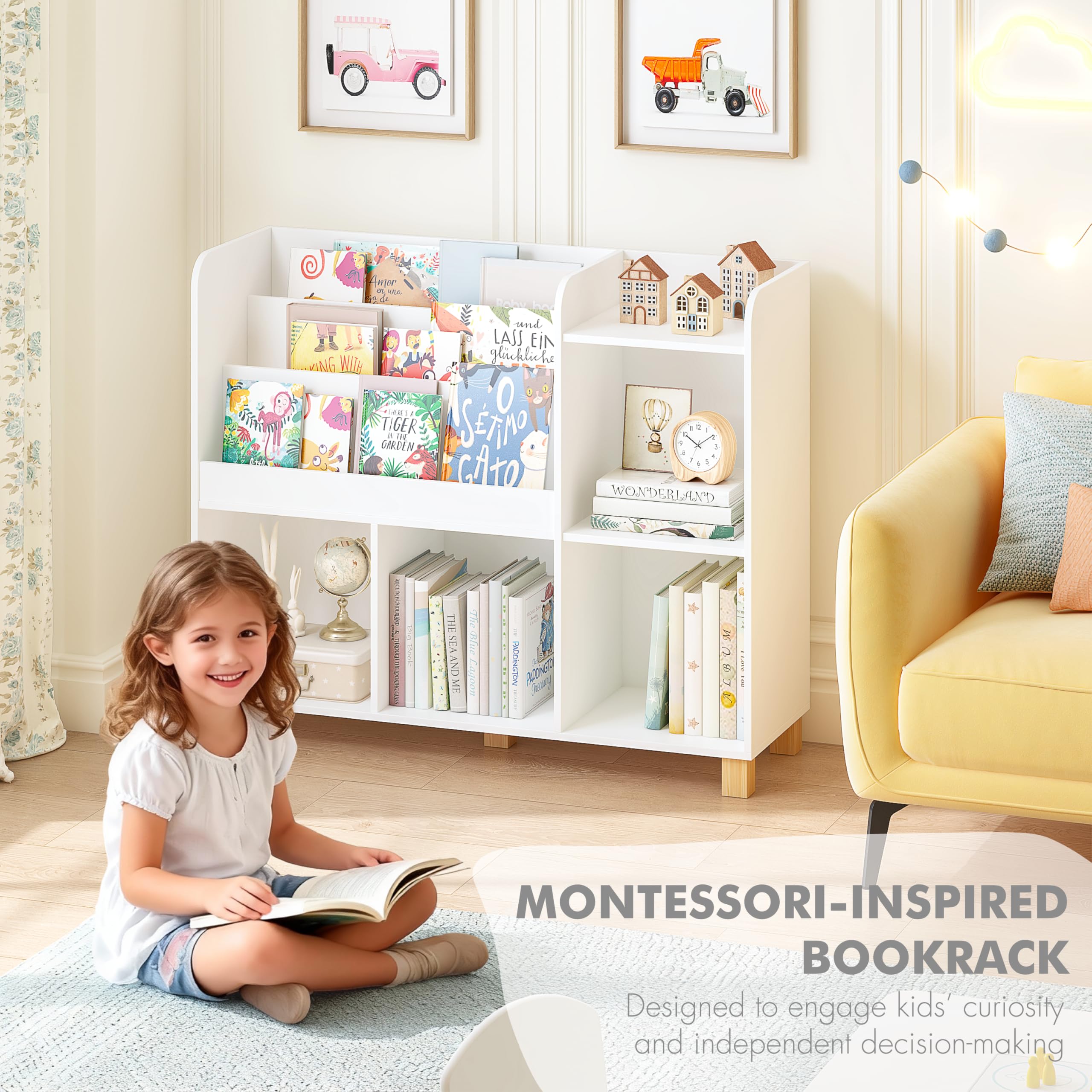 Kids Bookshelf and Toy Storage Organizer