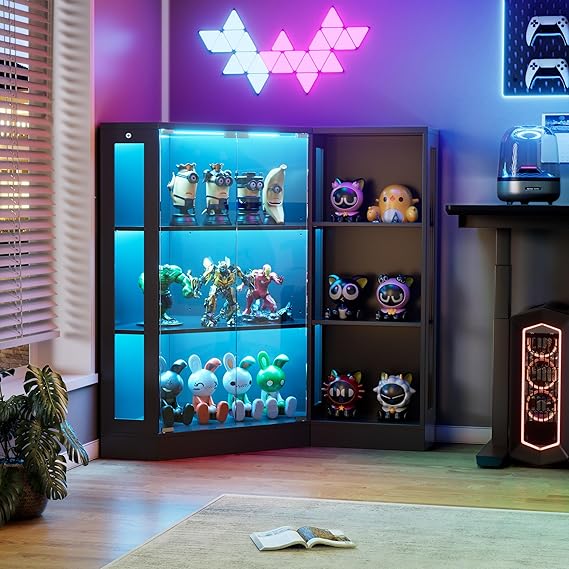 Farmhouse Display Curio Cabinet with LED Lights