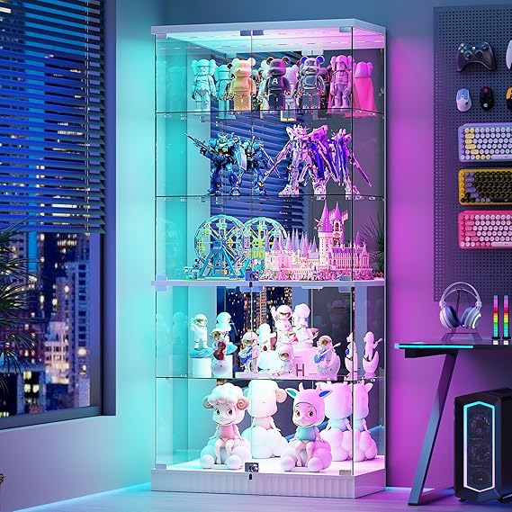 Display Cabinet with LED Lighting and Glass Doors