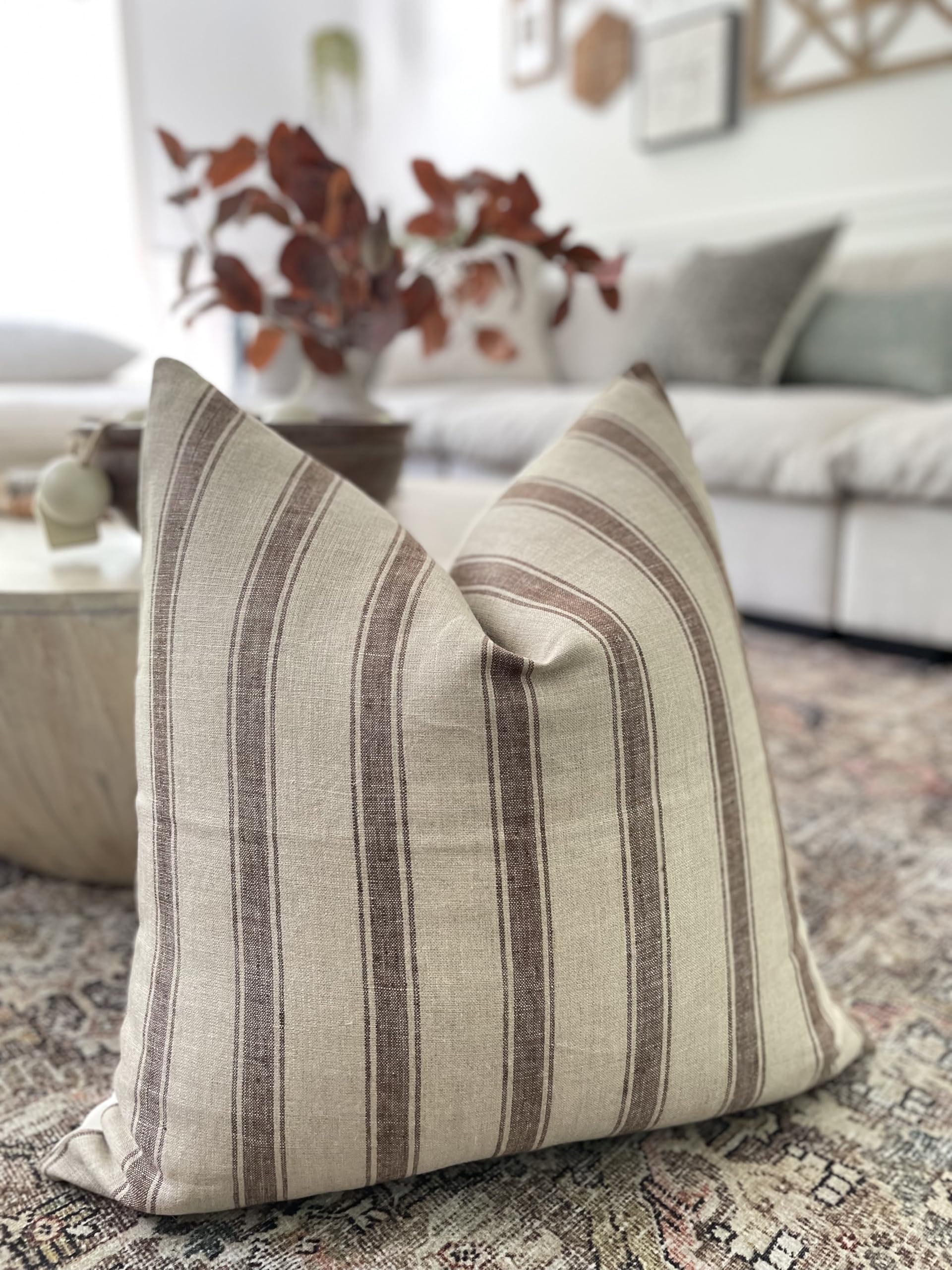 Spencer Striped Linen Pillow Cover 22x22