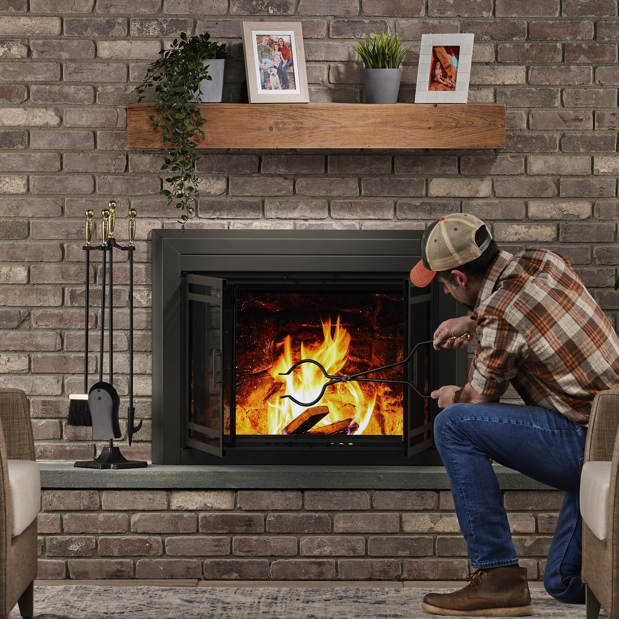5-Piece Fireplace Tool Set Bronze Black
