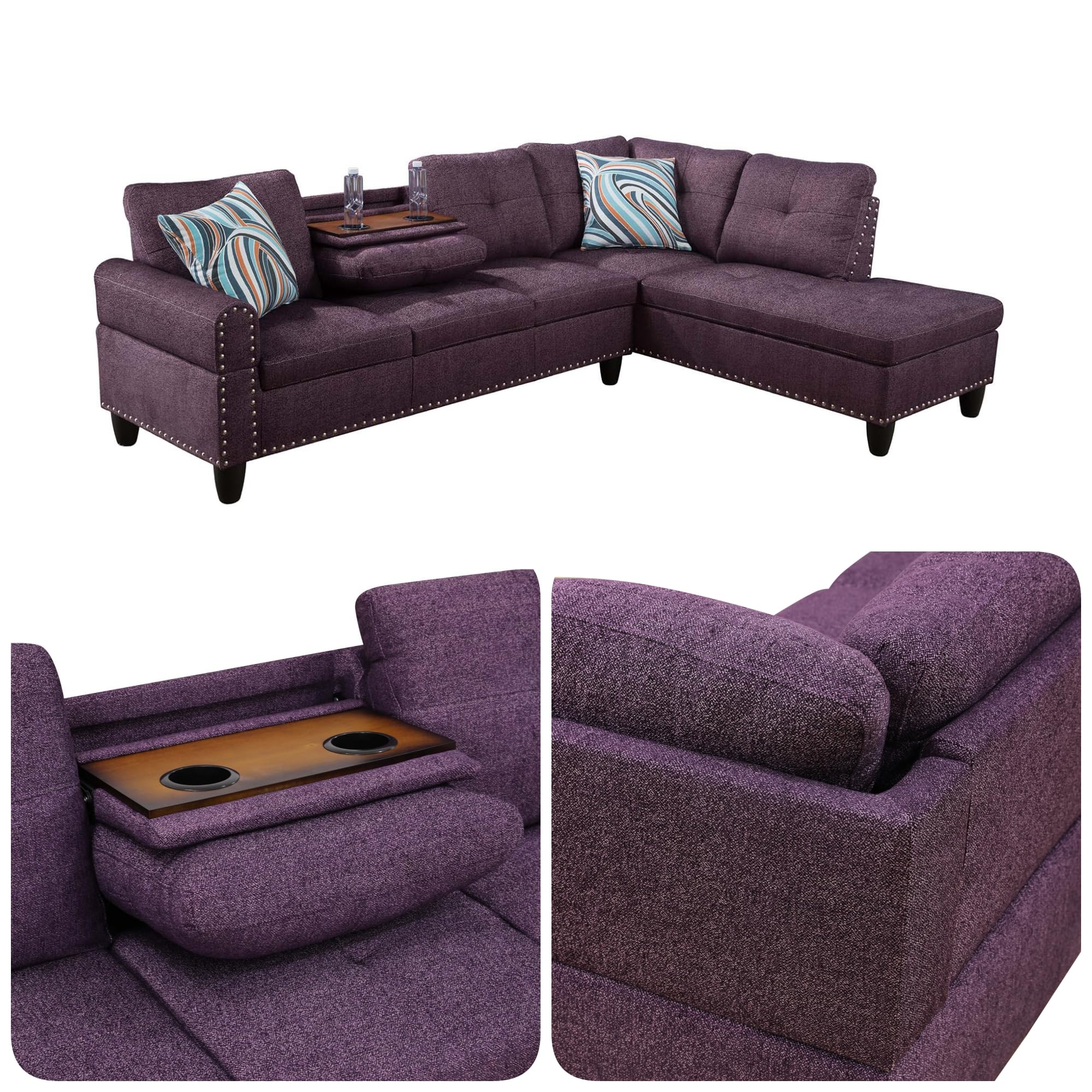 L Shaped Modular Sectional Sofa Set with Storage Ottoman