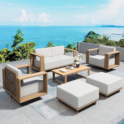 U-Shaped Rattan Wicker Sectional Sofa Set