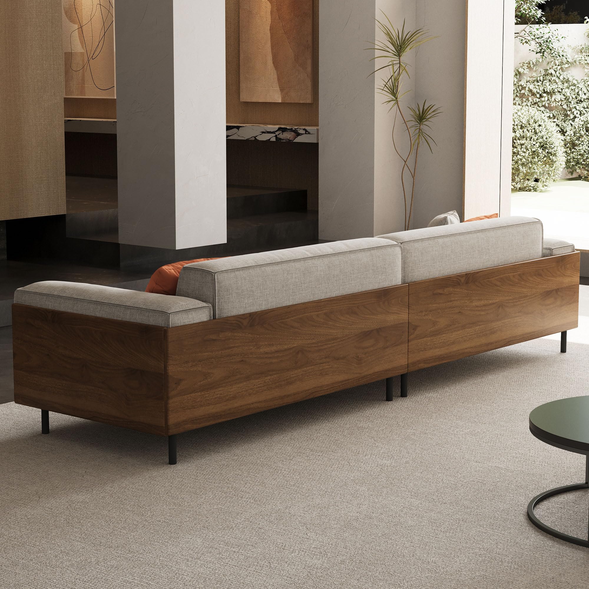 4-Seater Upholstered Fabric Sofa with Wood Frame