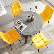 5-Piece Round Dining Table Set with Upholstered Chairs