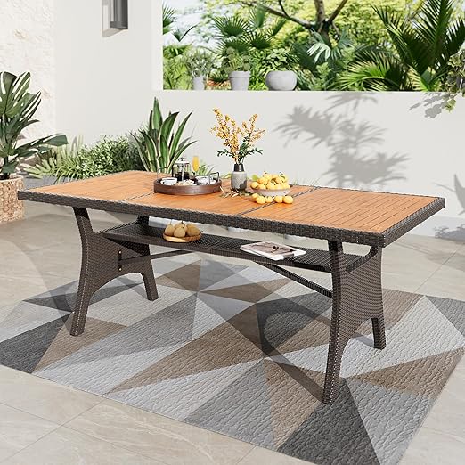 Outdoor Dining Set for 8 with Rattan Table and Wicker Chairs