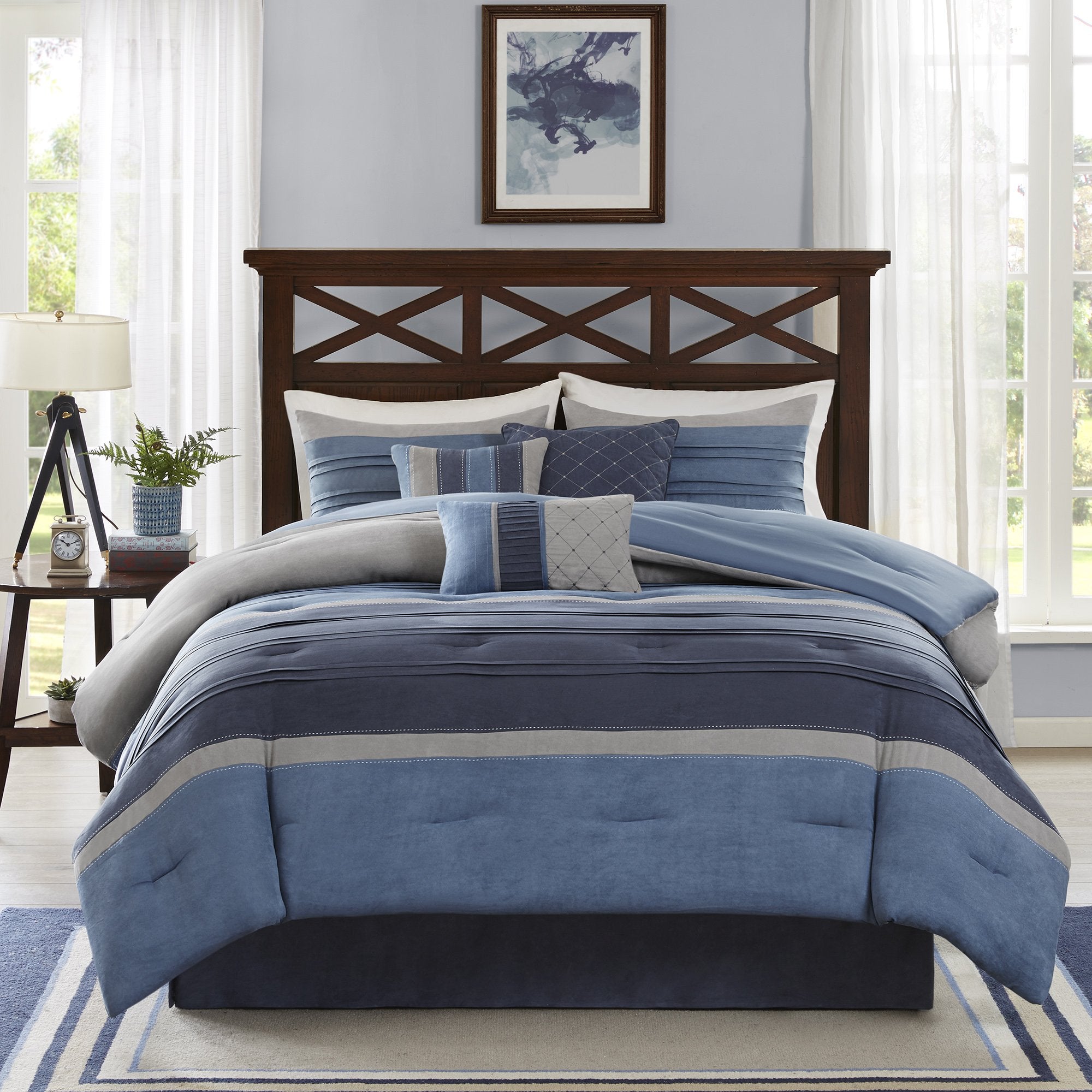Pieced Suede Comforter Set King 7 Piece
