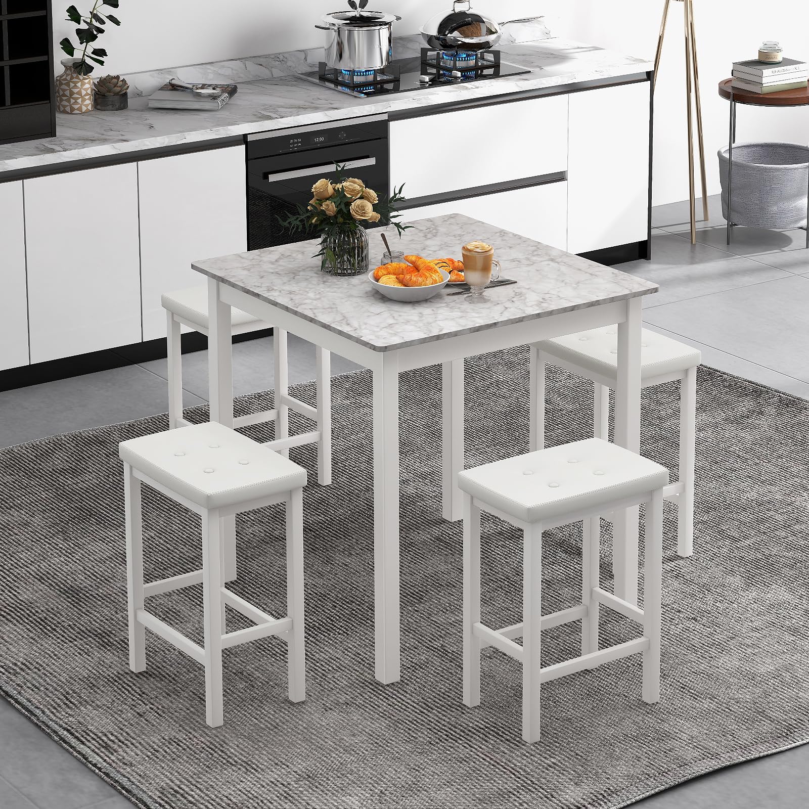 5-Piece Counter Height Dining Set with Bar Stools