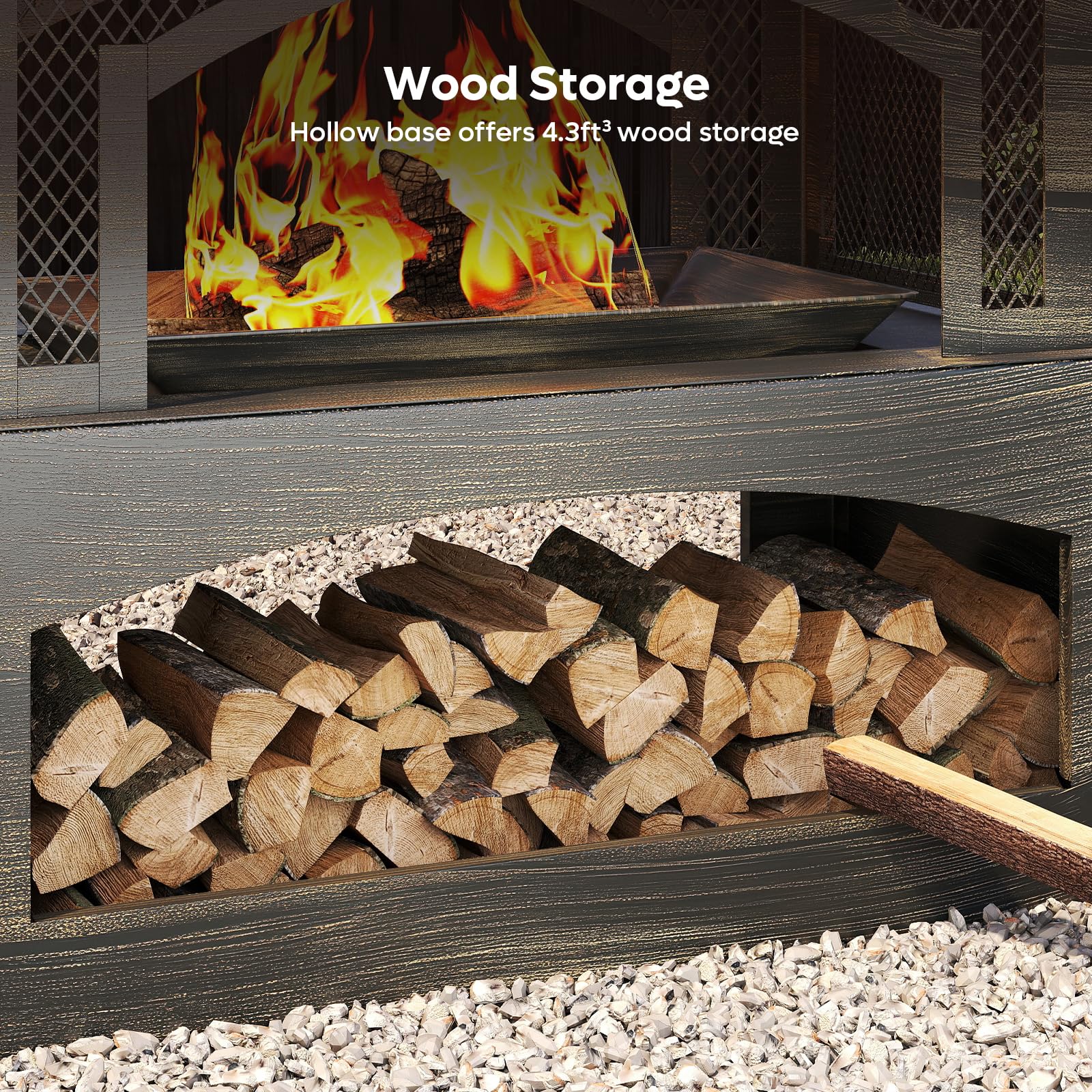 37" Wood Burning Fire Pit with Poker and Rain Cover