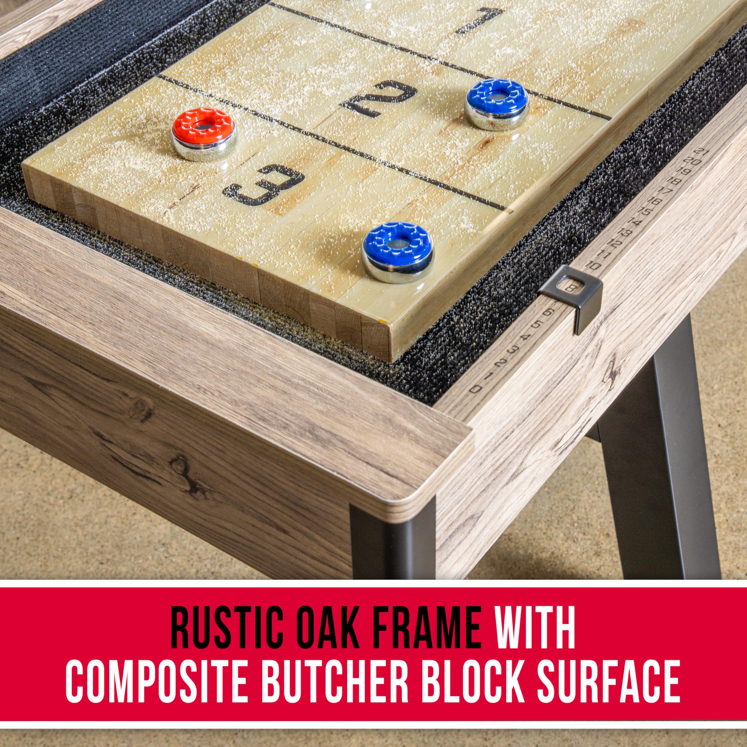 9 ft Shuffleboard Table with Pucks and Accessories