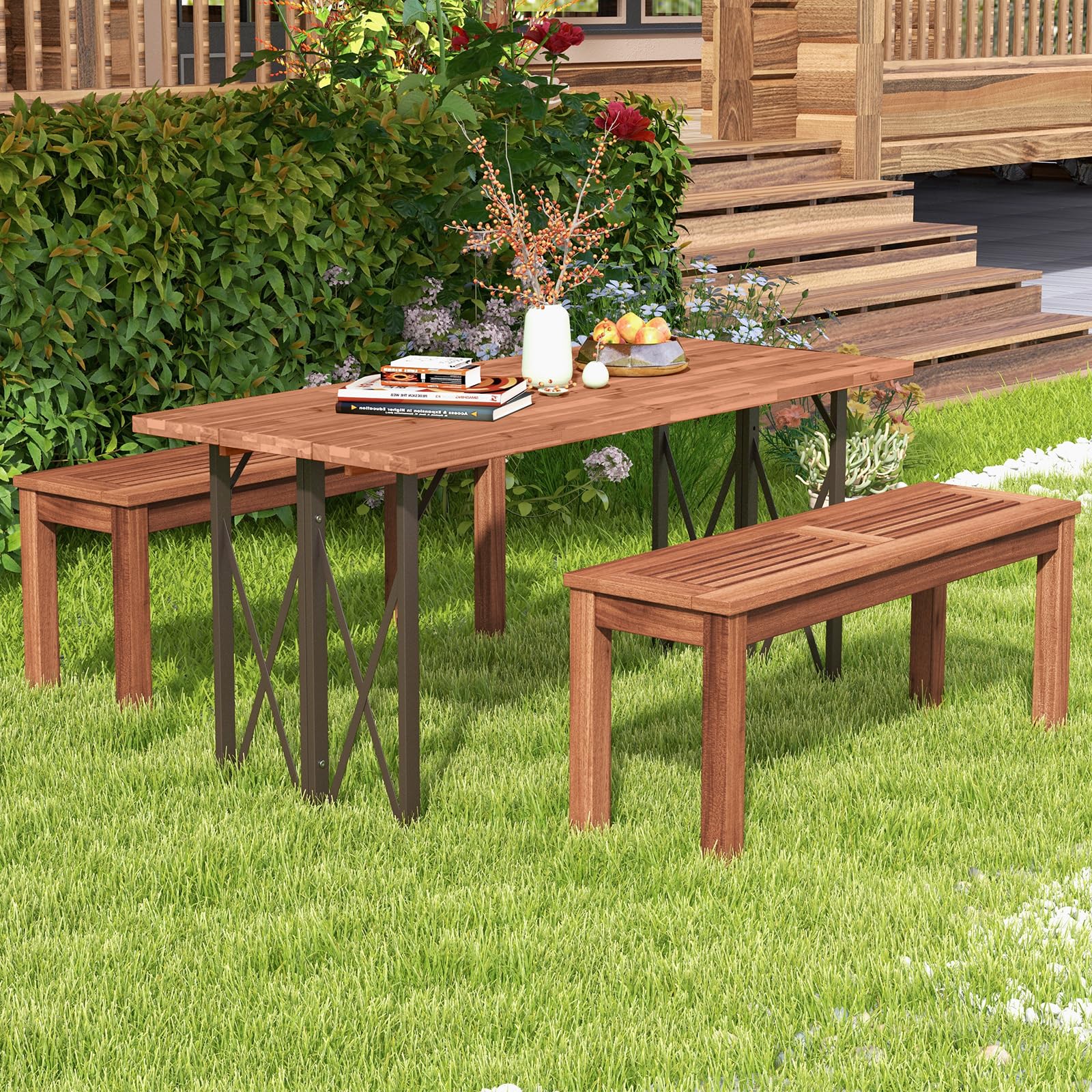 2-Seater Wooden Outdoor Bench