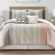 7-Piece King Comforter Set Grey Waffle Jacquard