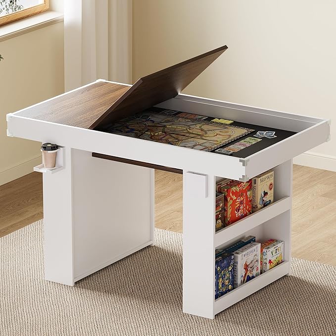 Gaming Dining Table with Removable Top & PU Leather Mat