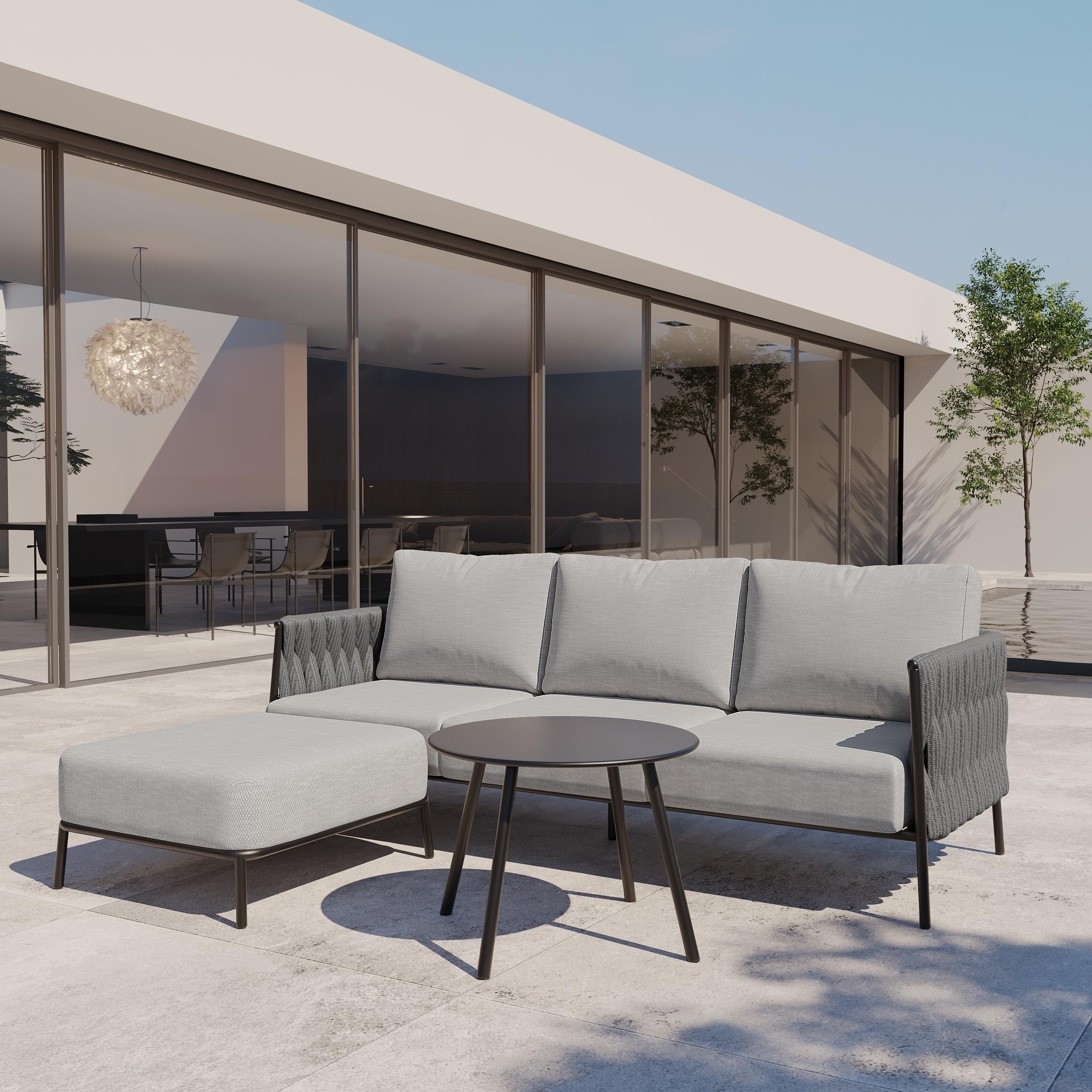 4-Seat Outdoor Sectional Sofa Set with Coffee Table