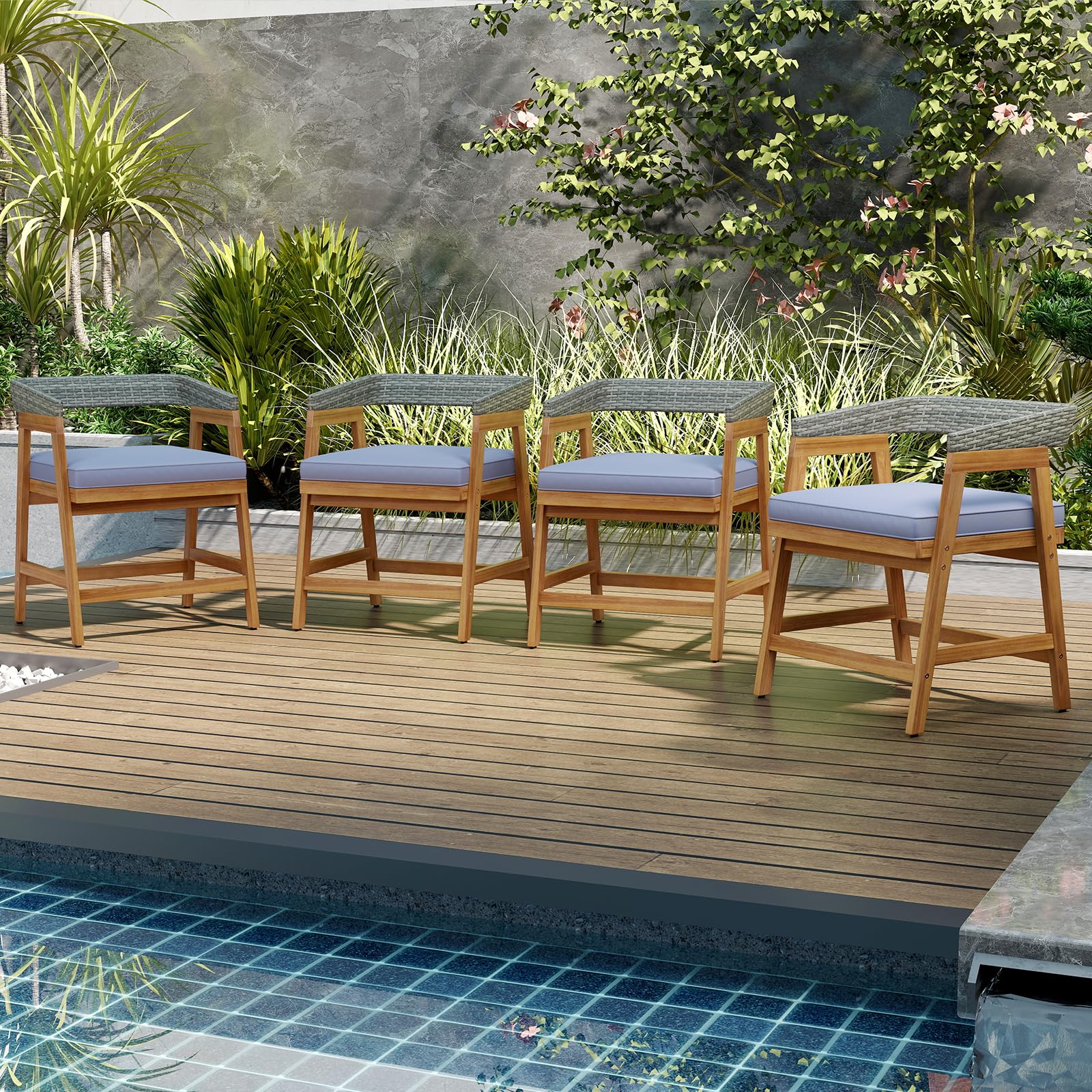 5 Piece Patio Dining Set with Cushioned Chairs
