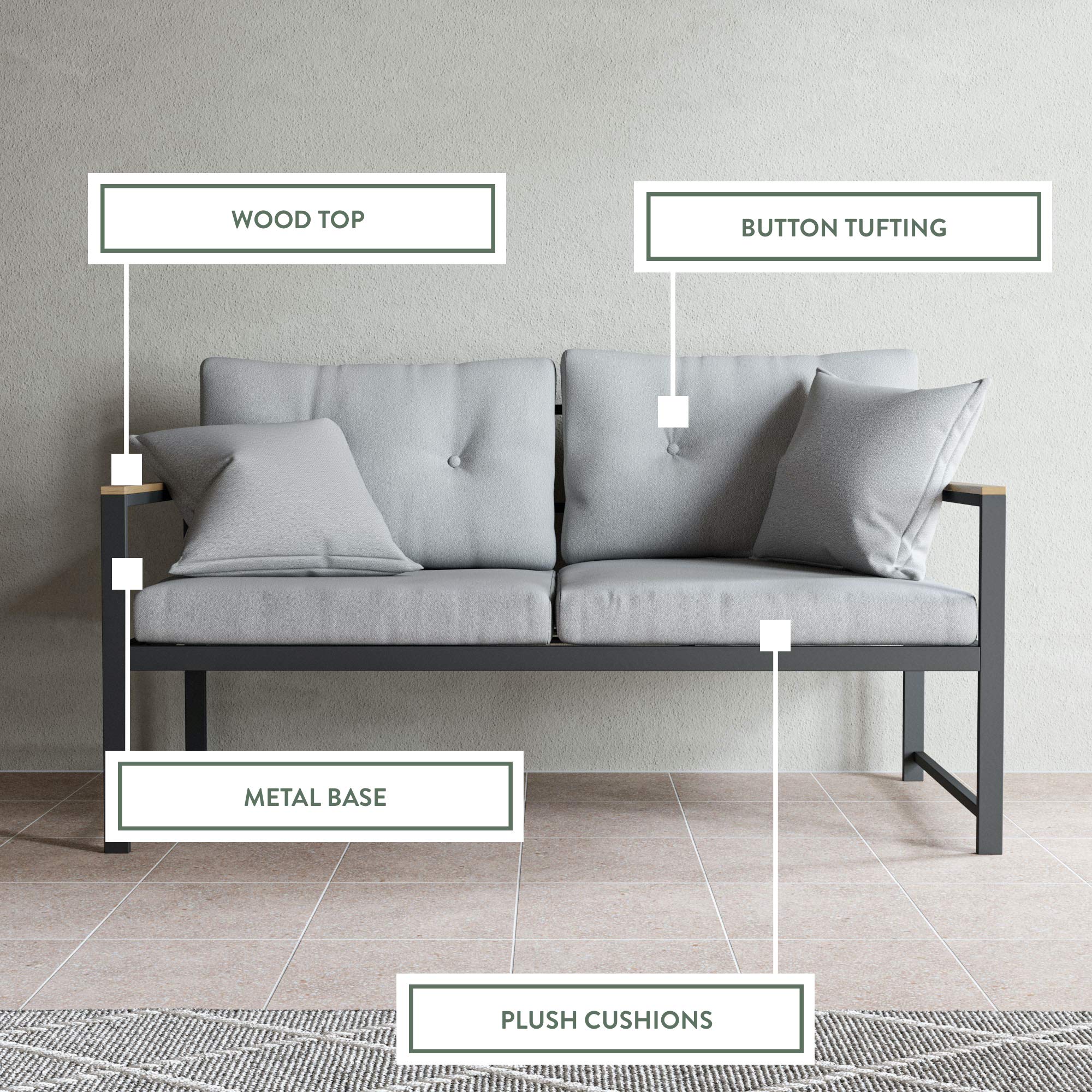 Cliffside Metal Loveseat with Cushions