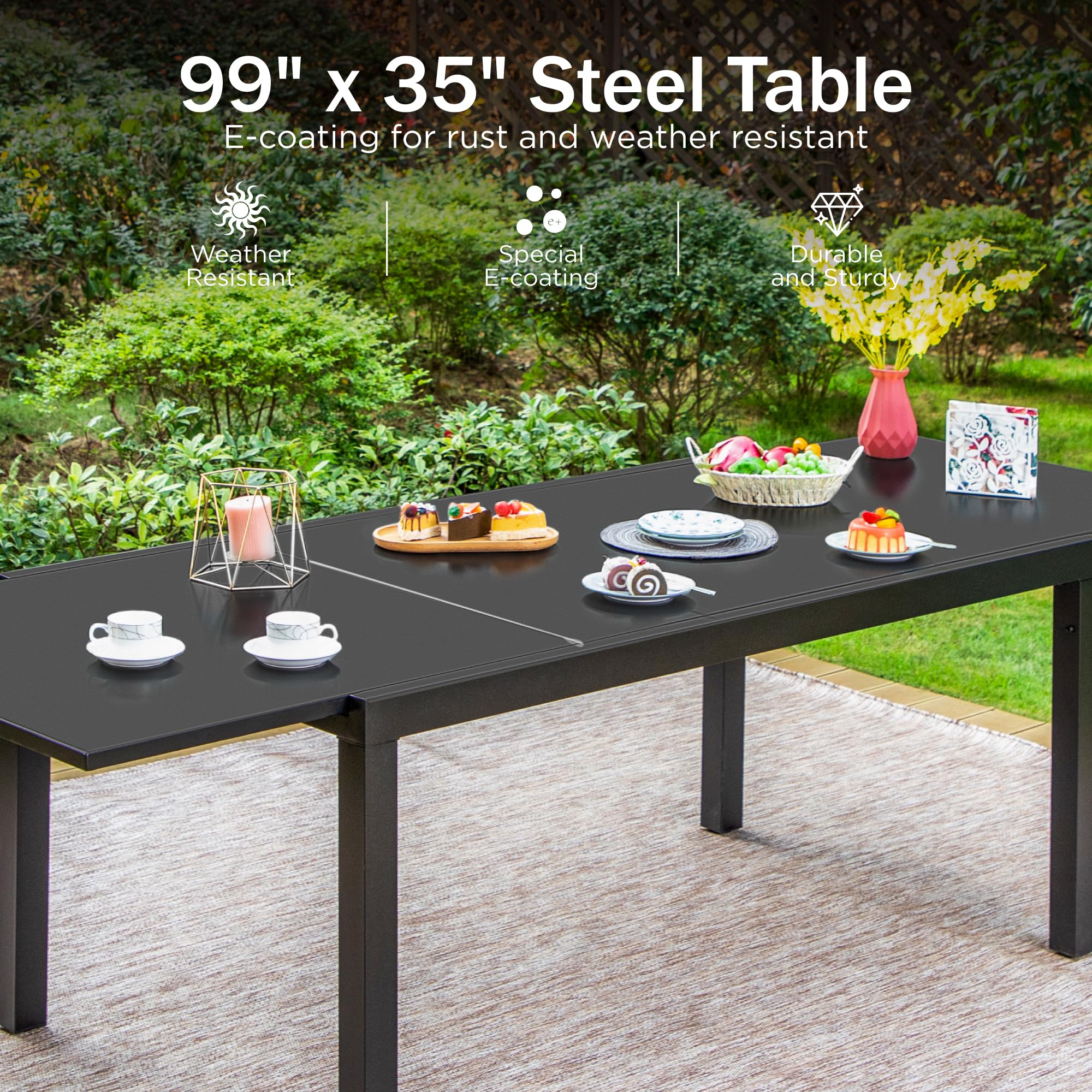 Extendable Metal Outdoor Dining Table