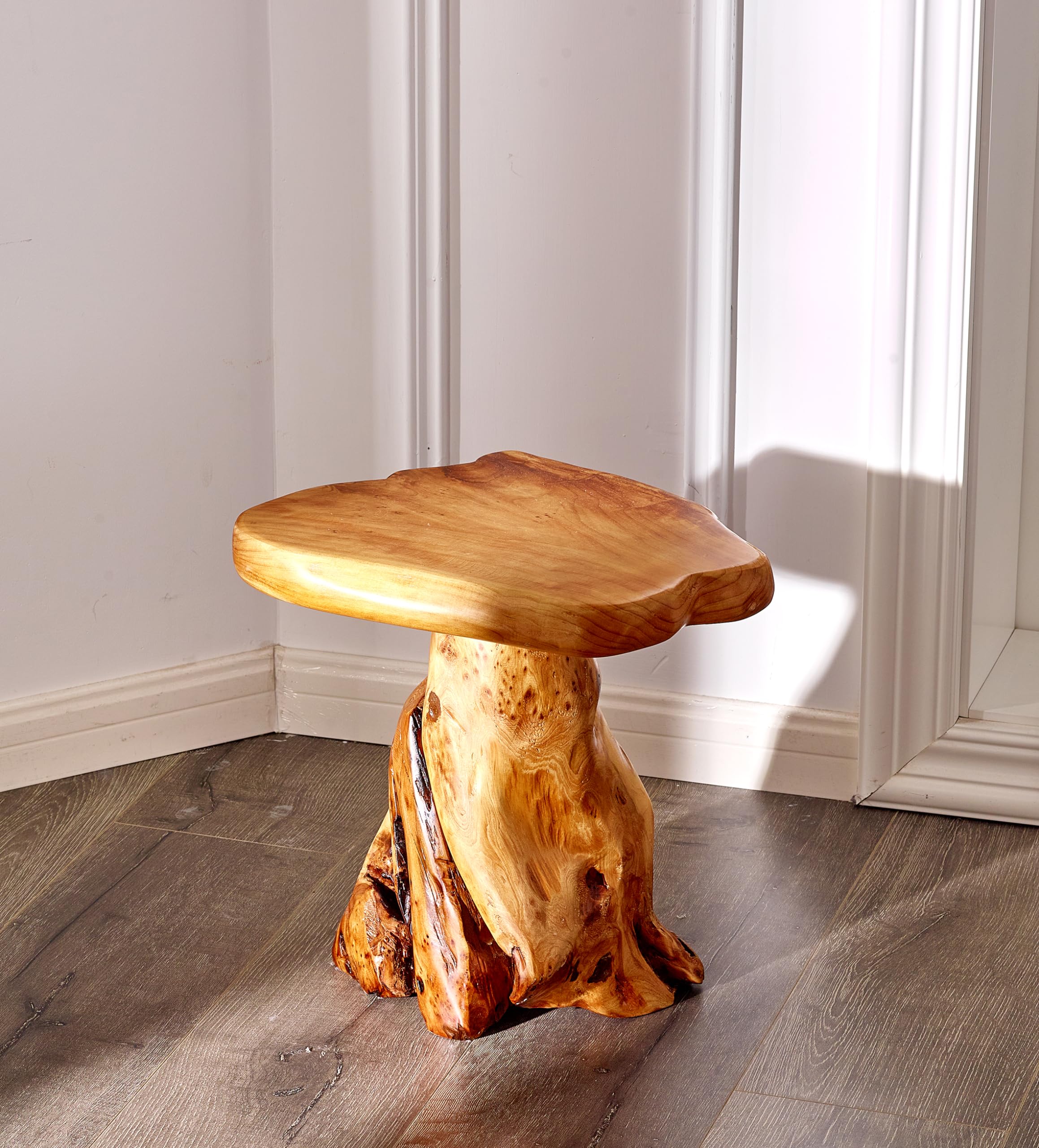 Cedar Wood Tree Stump Stool Live Edge Natural Side Table