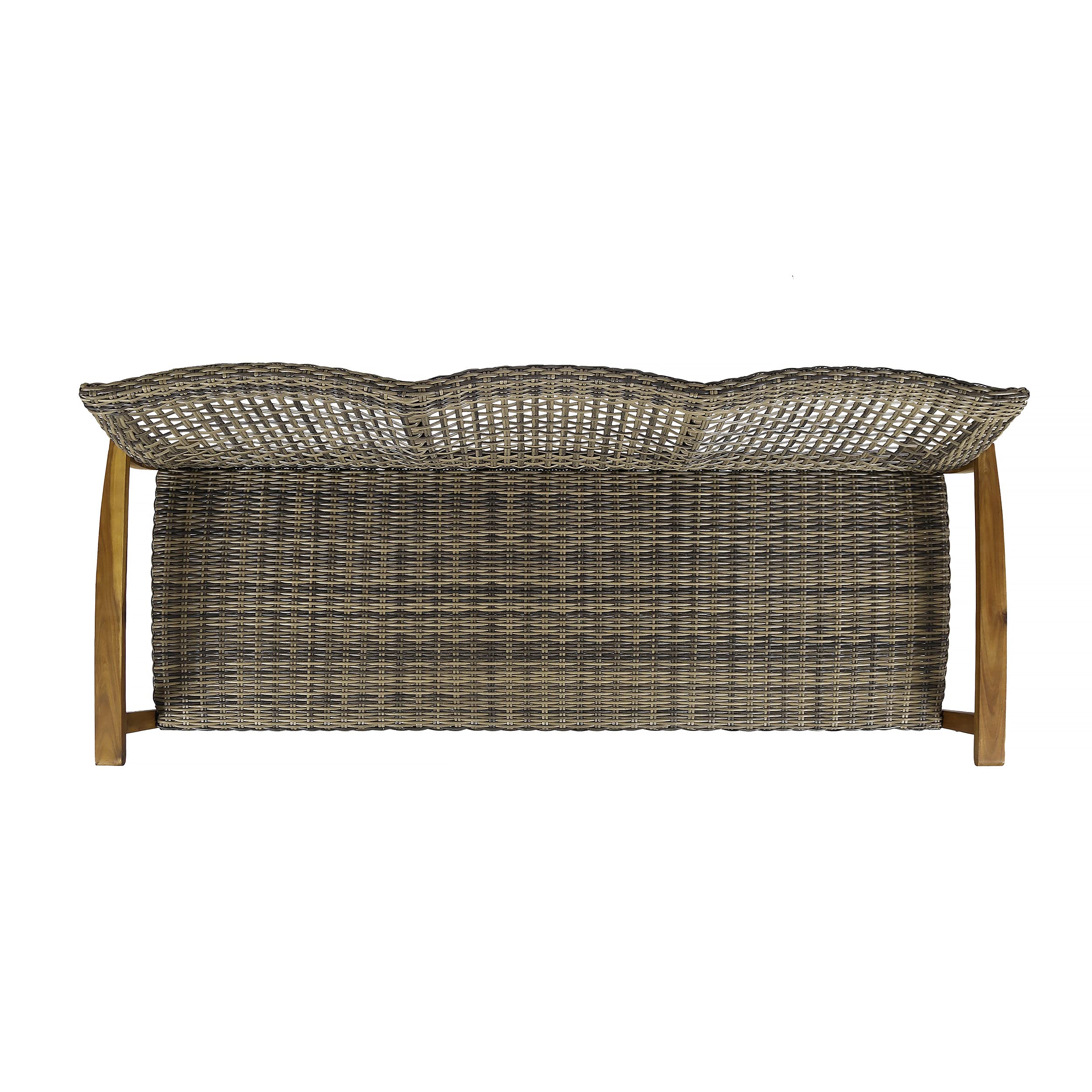 Outdoor Wicker Sofa with Acacia Wood Frame