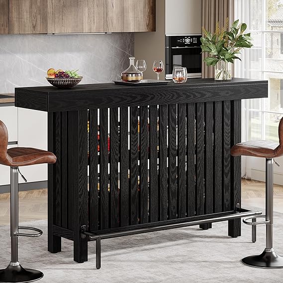2-Tier Bar Table with Storage and Footrest