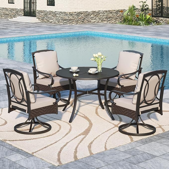 8-Piece Metal Outdoor Dining Set with Swivel Chairs
