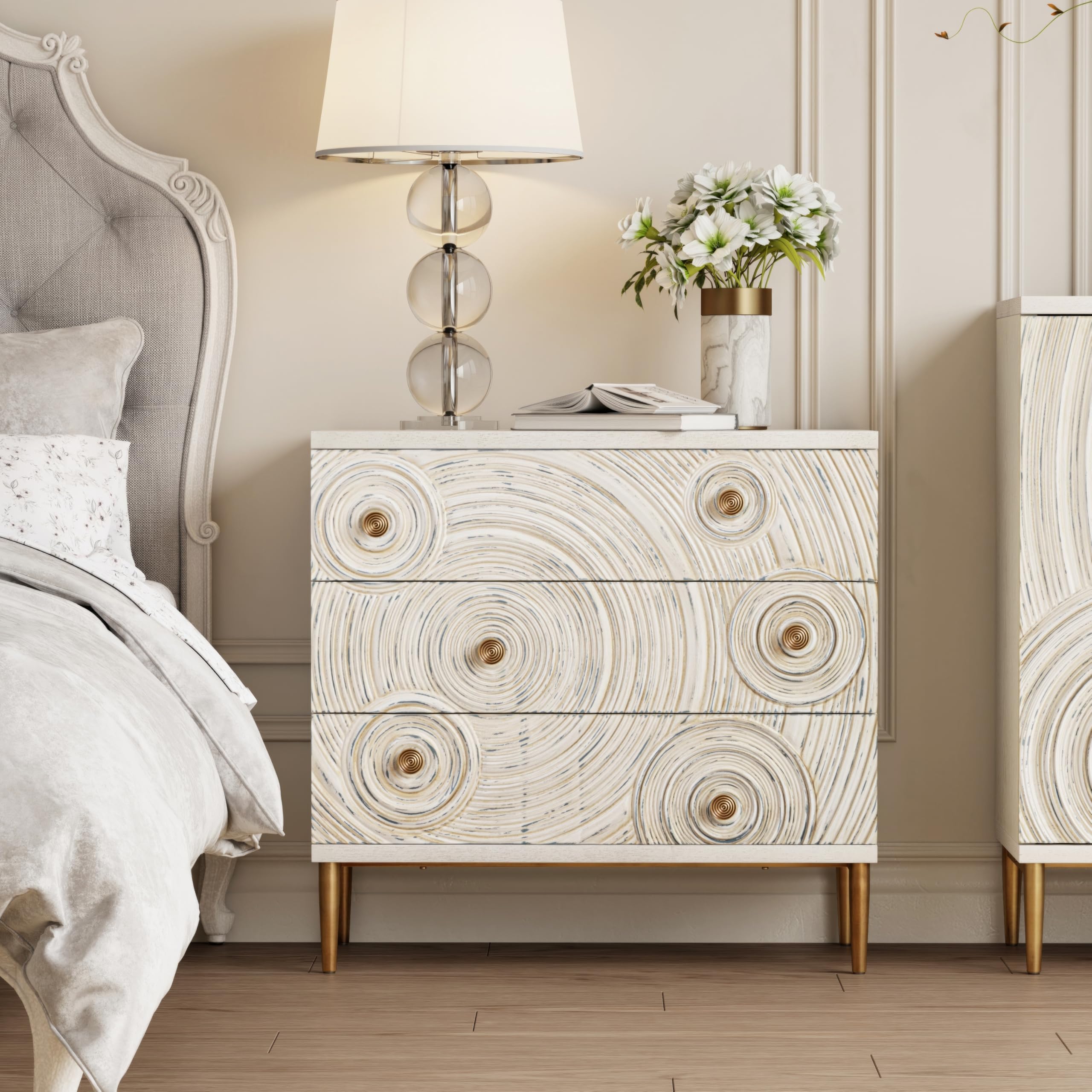 3 Drawer Dresser with Ring Motif