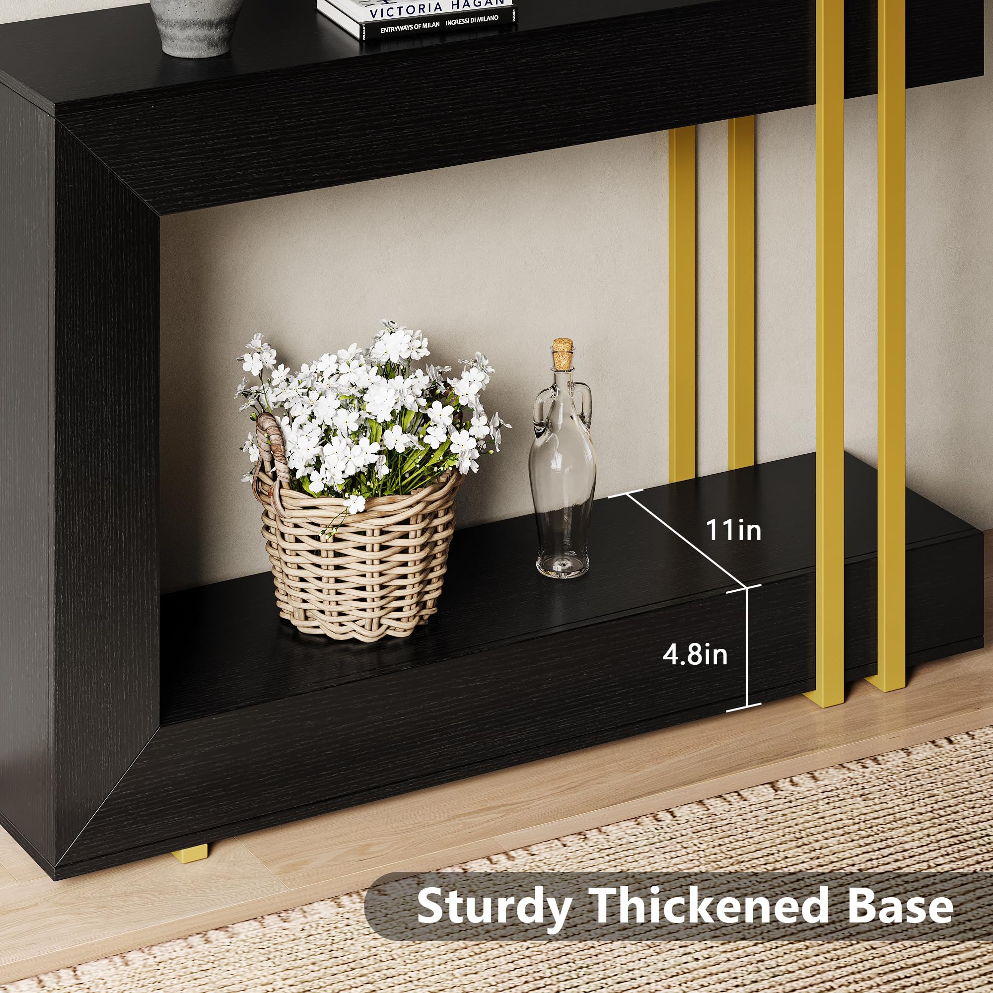 42.5" Console Table Behind Couch 2-Tier Narrow Entryway Table with Storage