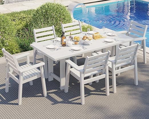 7-Piece HDPE Outdoor Dining Set with Umbrella Hole