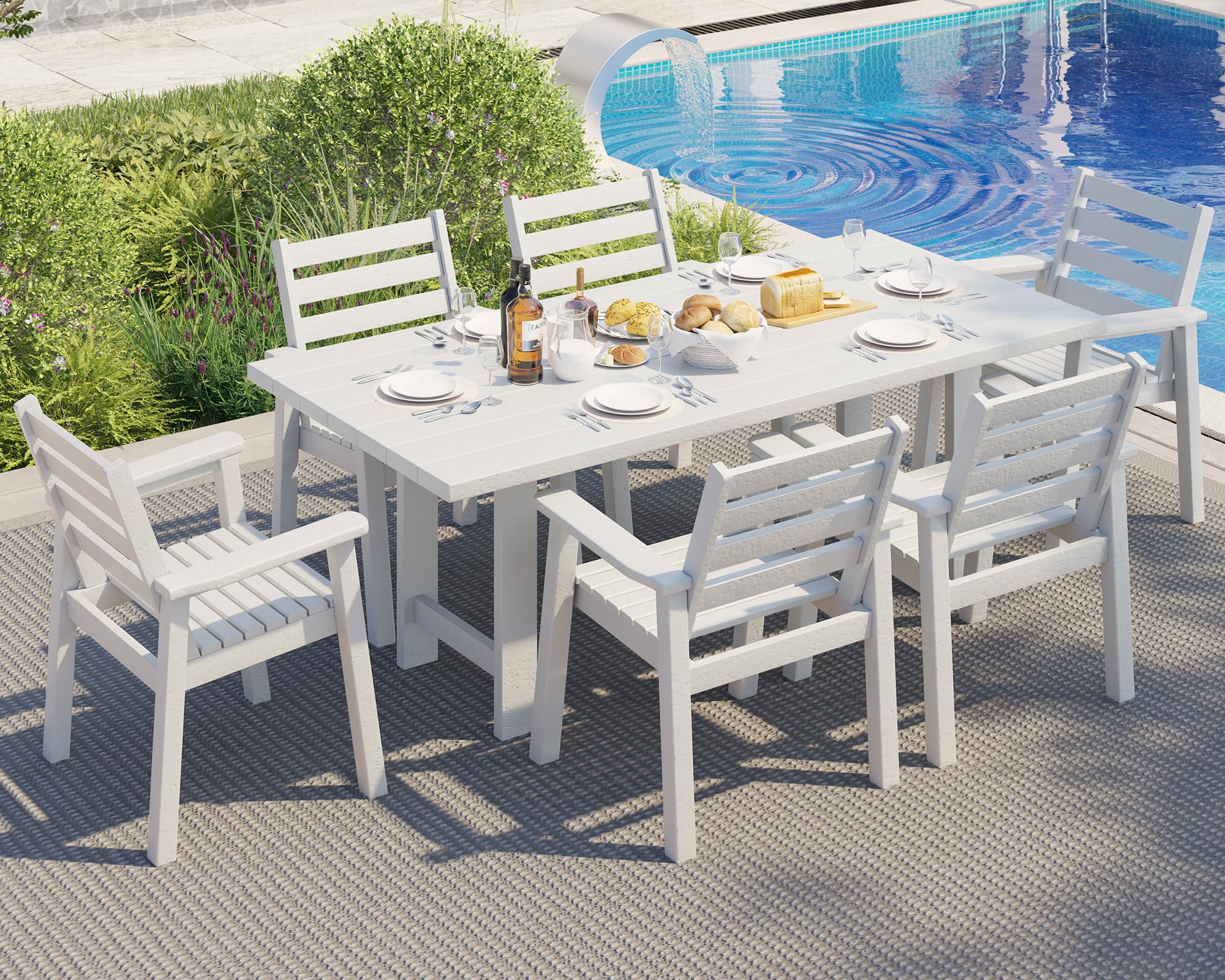7-Piece HDPE Outdoor Dining Set with Umbrella Hole