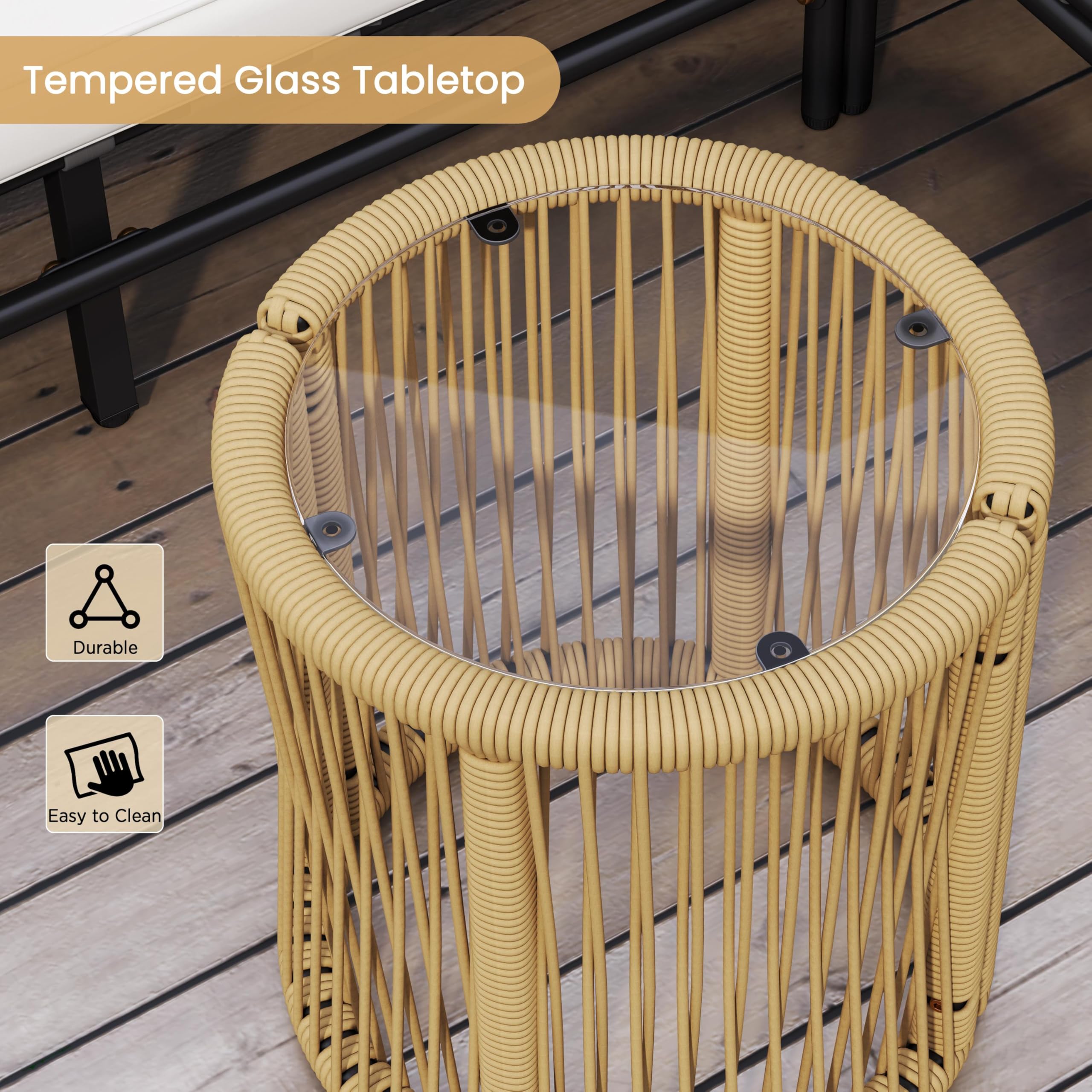 3-Piece L-Shaped Outdoor Patio Conversation Set