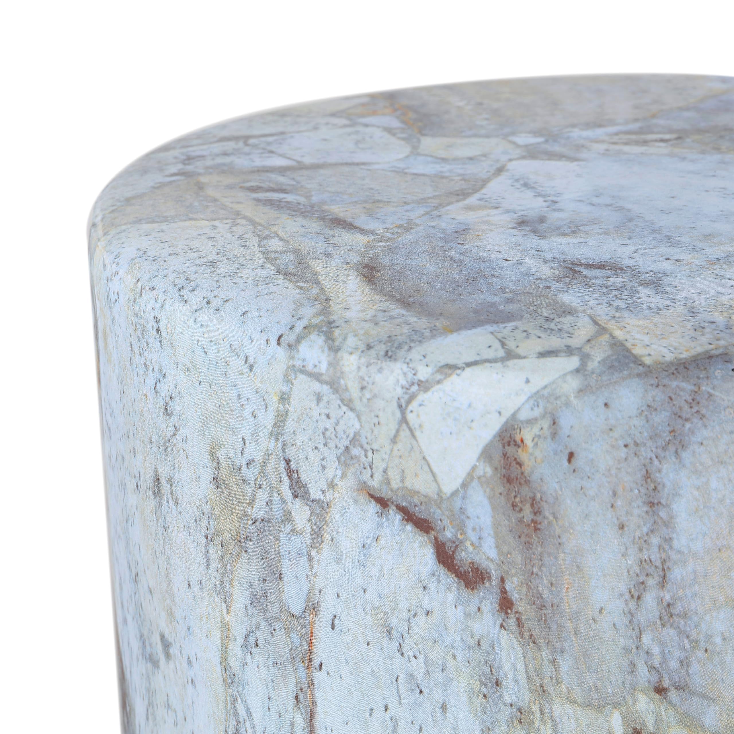 16" Faux Marble Column Accent Table