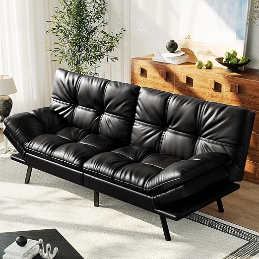 71" Convertible Futon Sofa Bed with Memory Foam