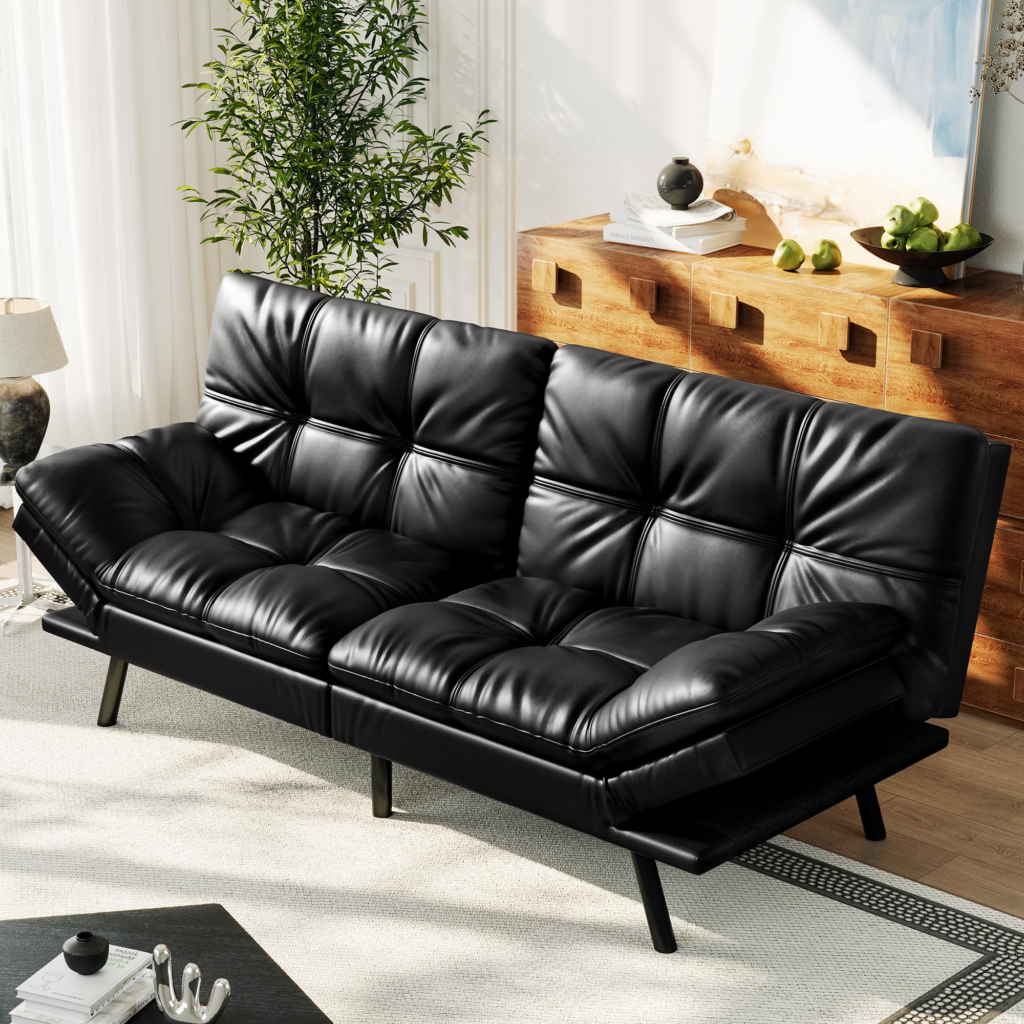 Convertible Futon Sofa Bed with Memory Foam
